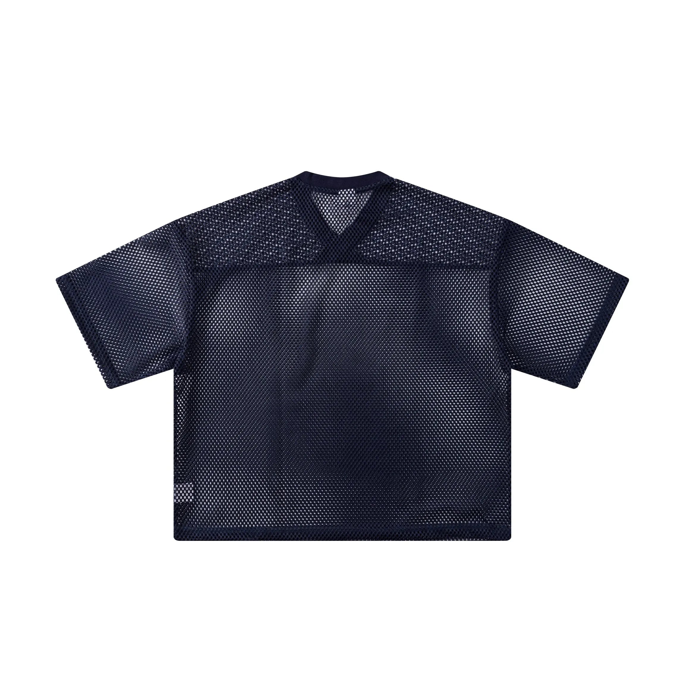 Boxy Hollow Fit Mesh V-Neck T-Shirt