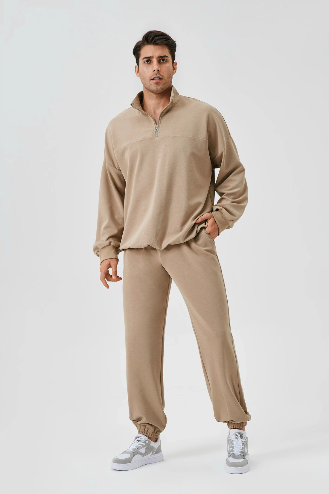 Men's Half-Zip Stand-Collar Hoodie