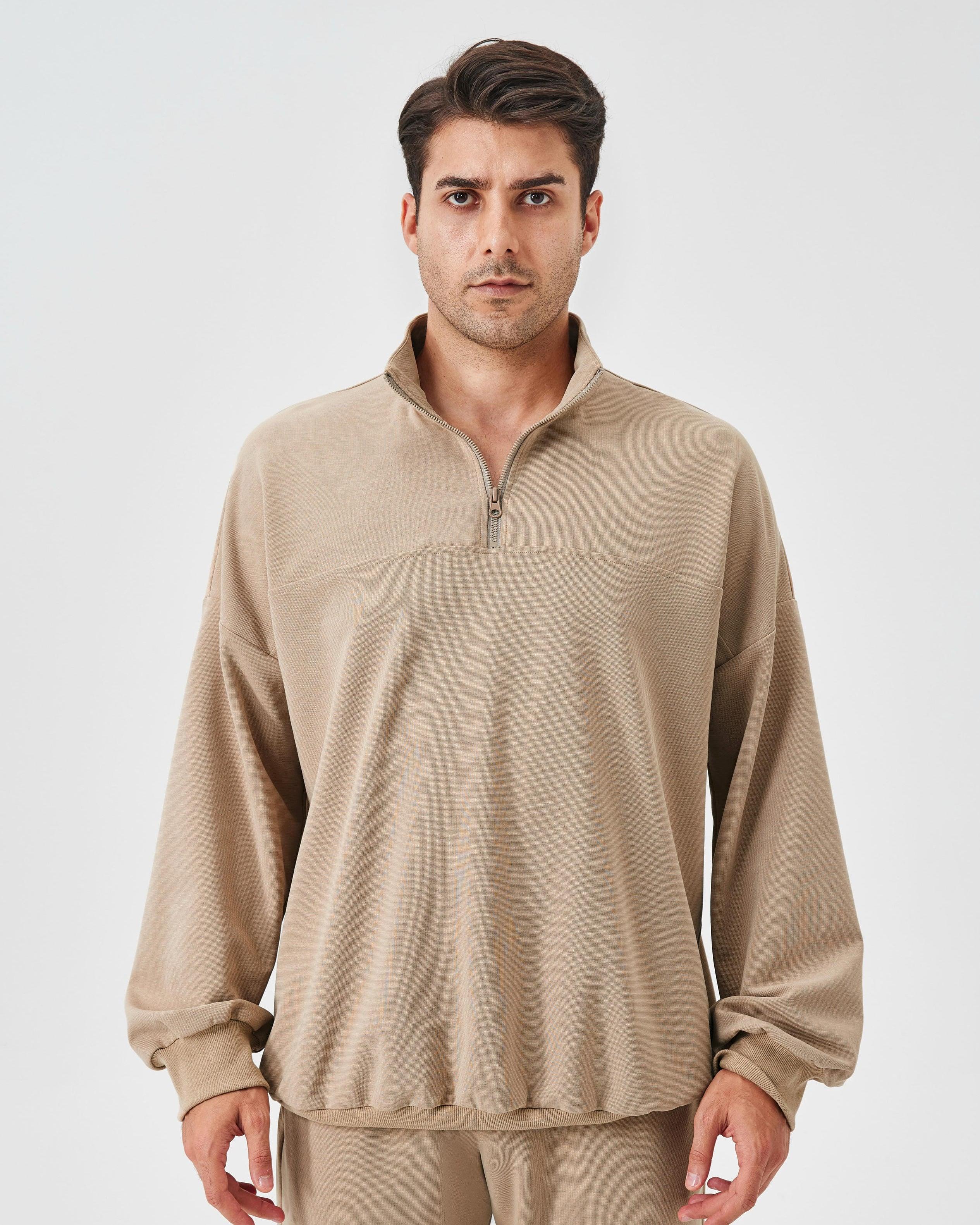 Men's Half-Zip Stand-Collar Hoodie