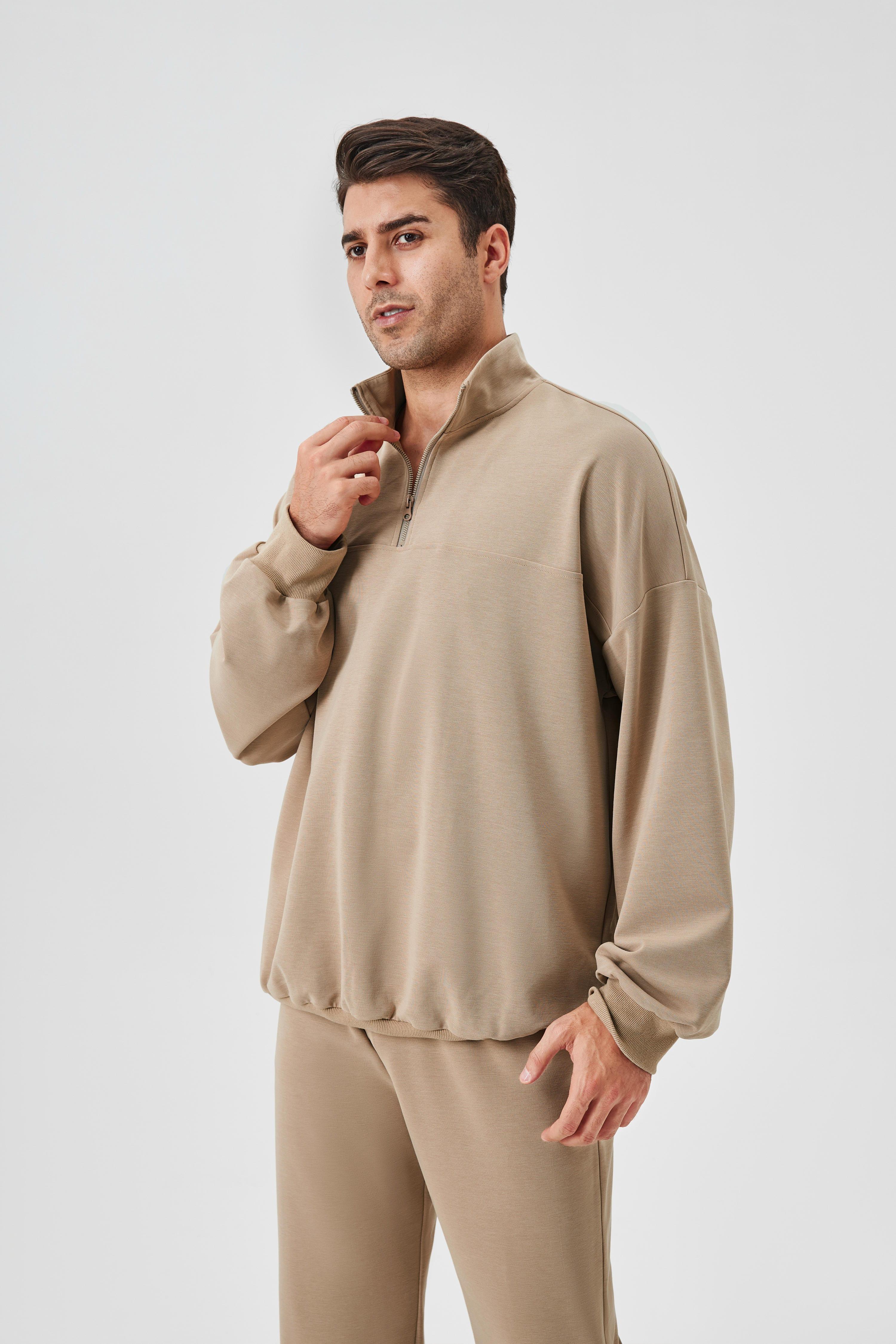 Men's Half-Zip Stand-Collar Hoodie