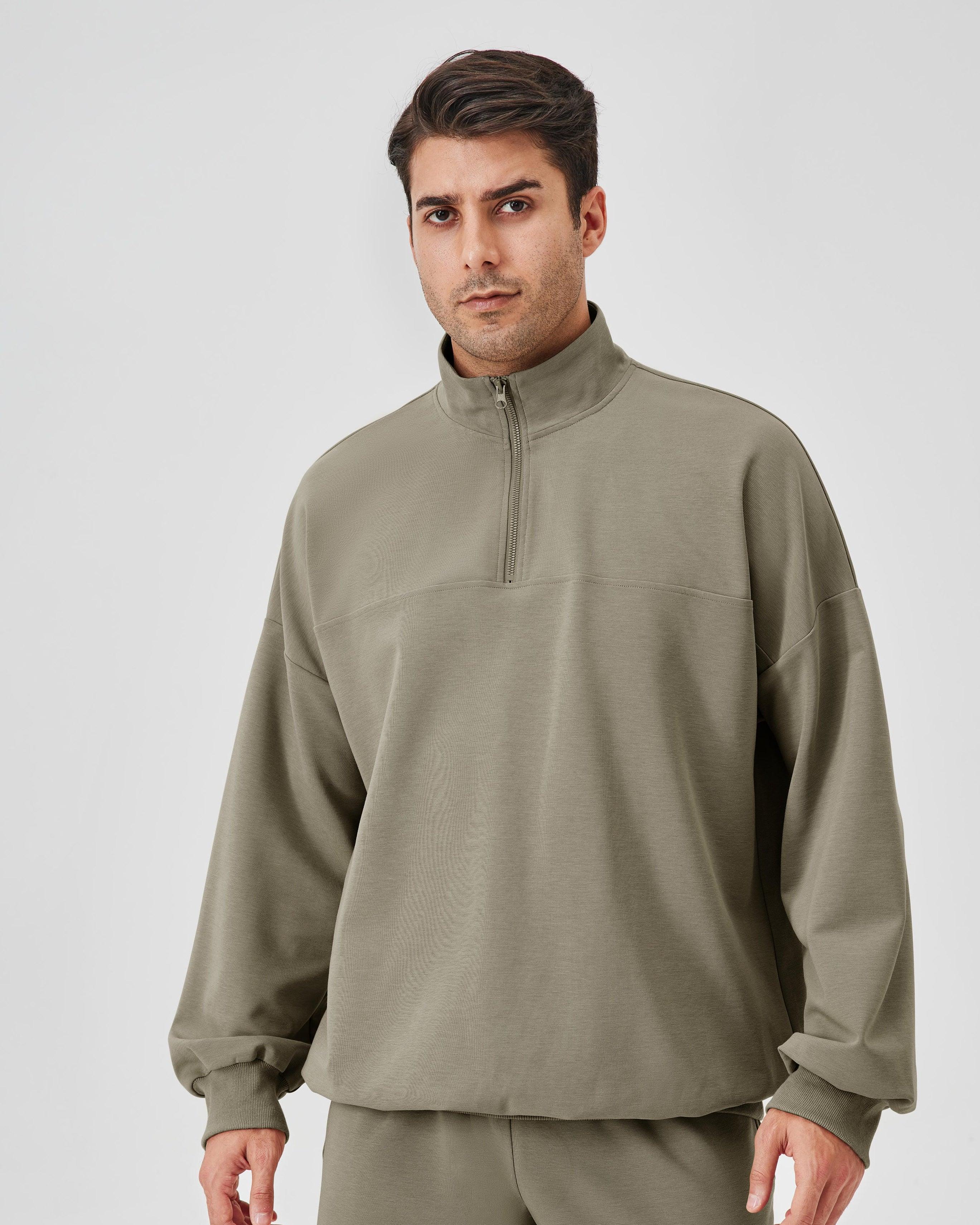 Men's Half-Zip Stand-Collar Hoodie