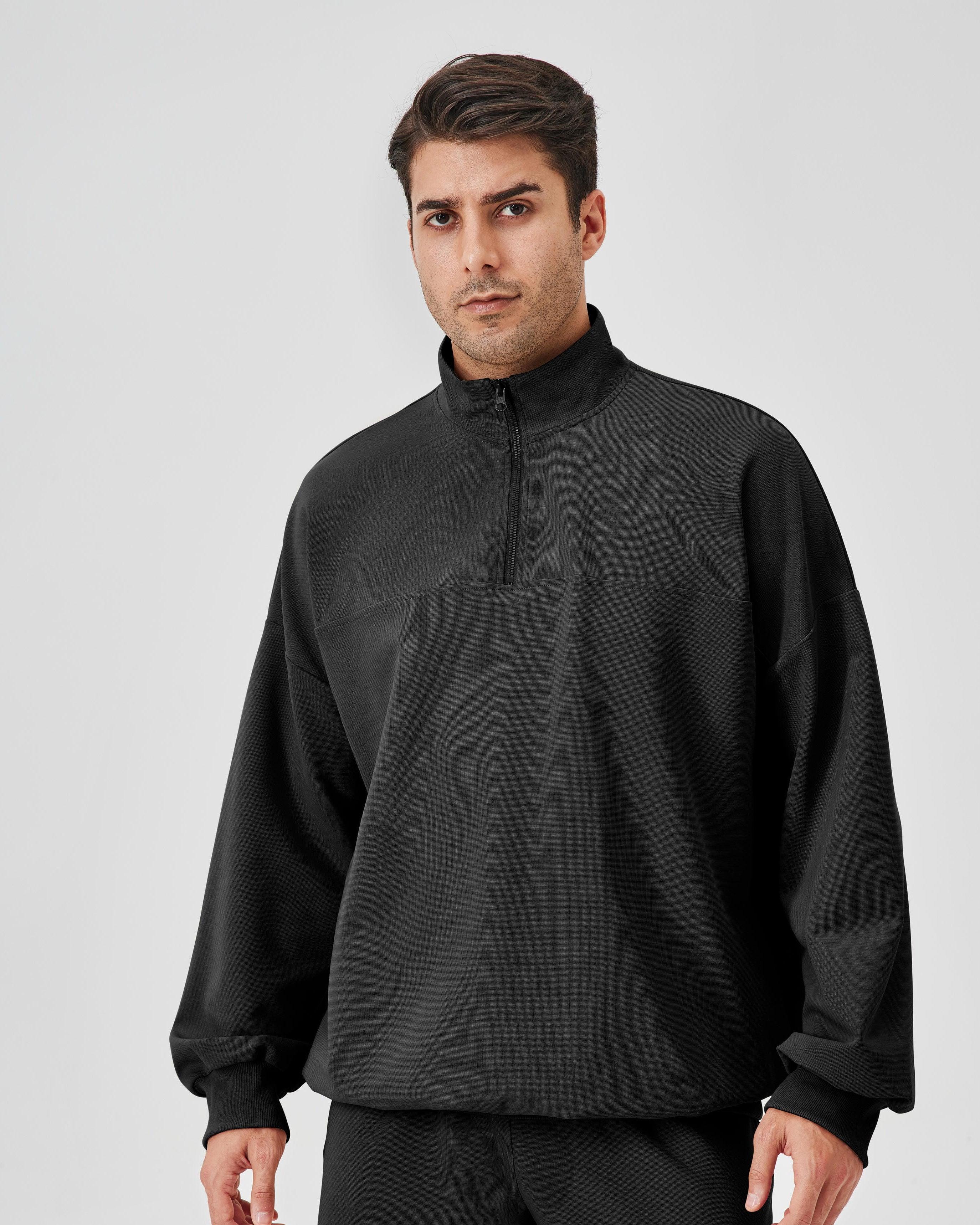 Men's Half-Zip Stand-Collar Hoodie