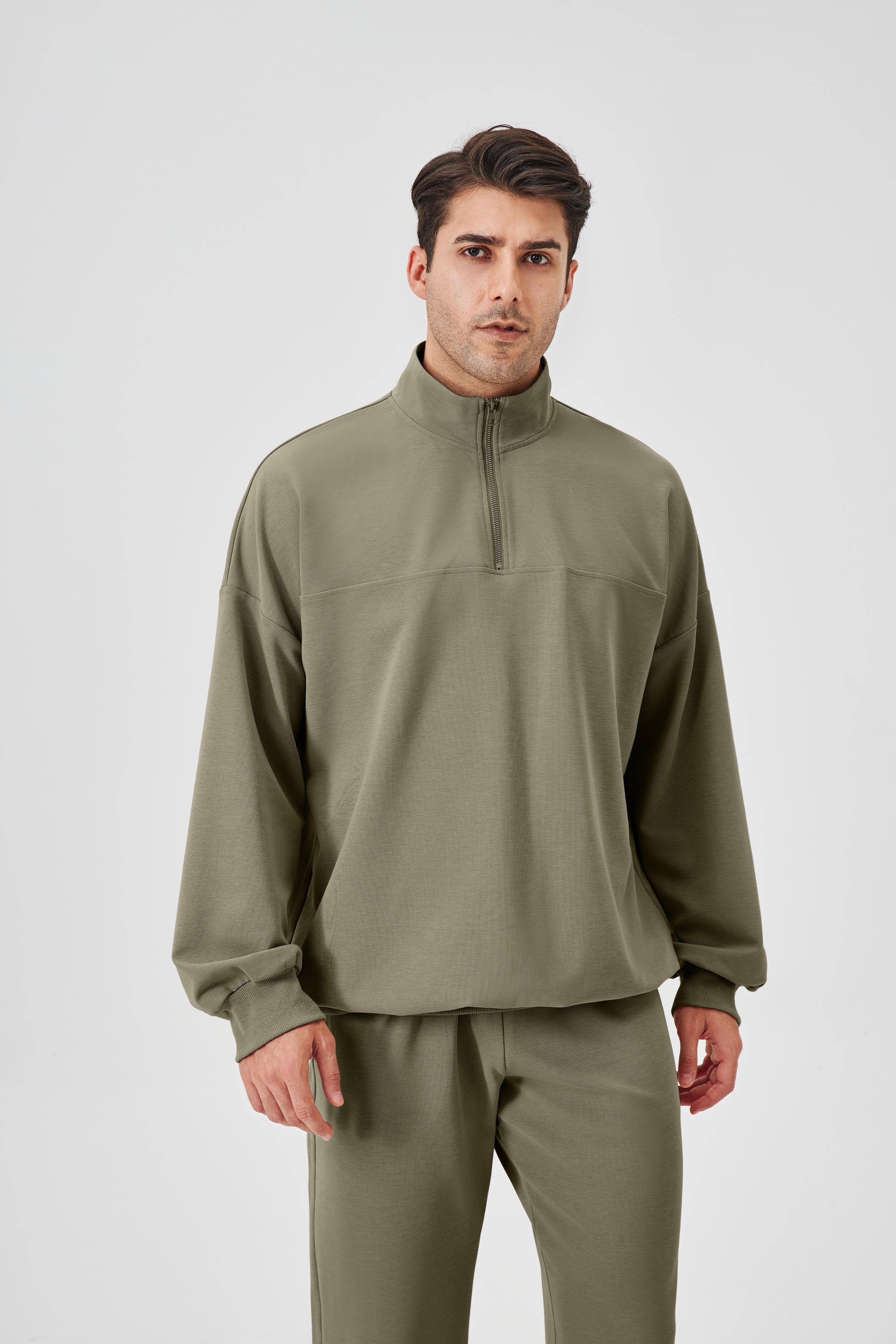 Men's Half-Zip Stand-Collar Hoodie