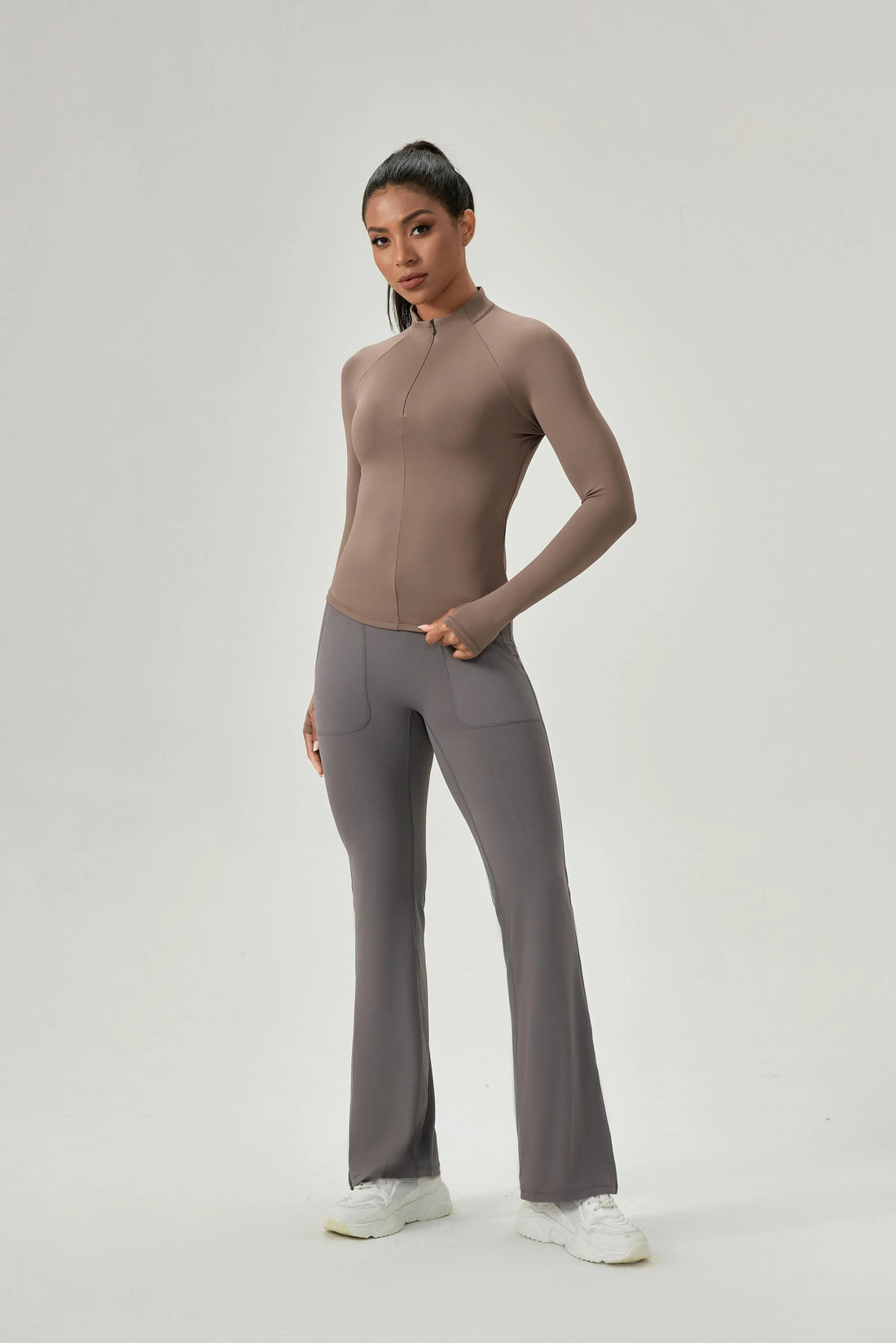 Half-Zip Stand-Collar Yoga Top