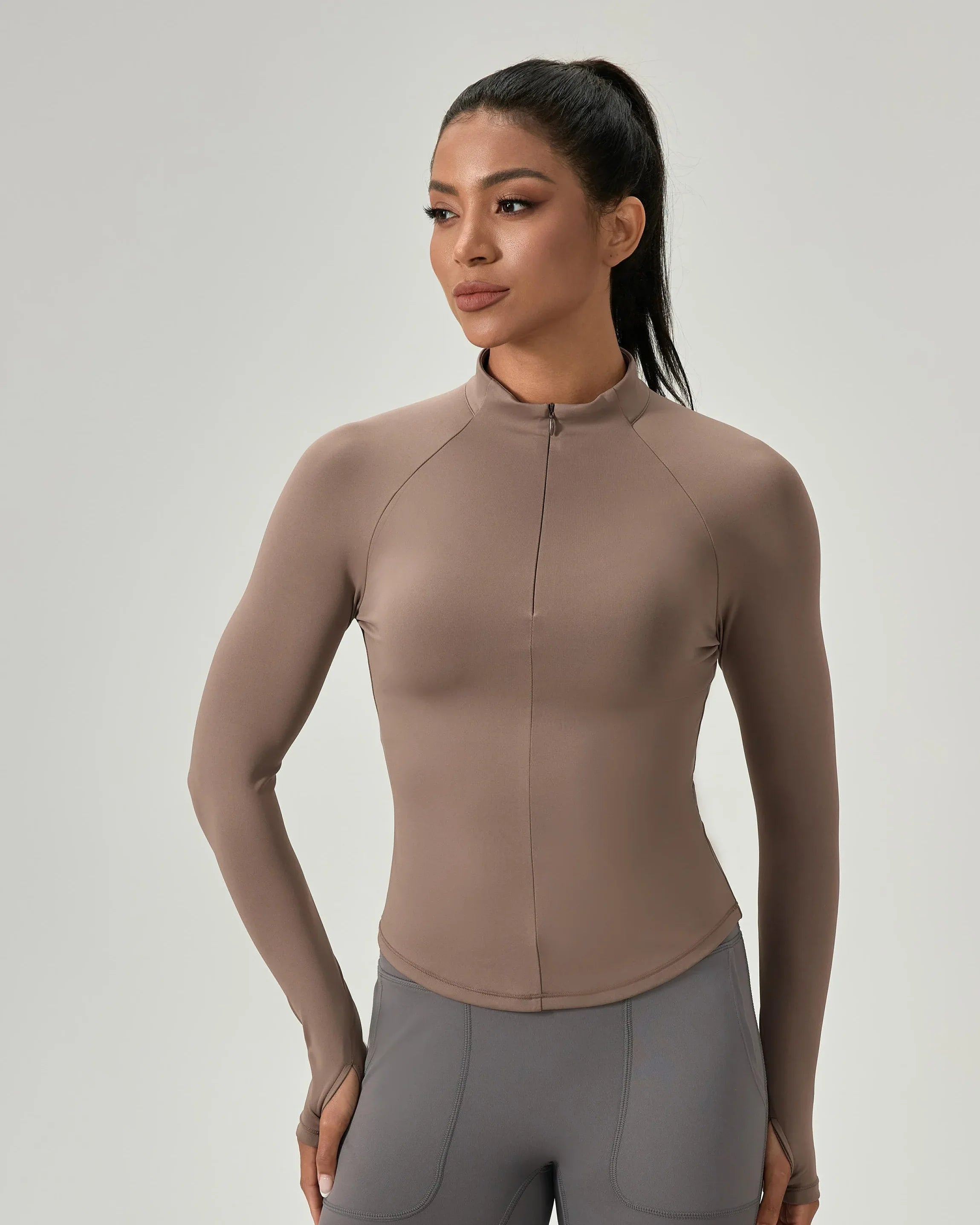 Half-Zip Stand-Collar Yoga Top