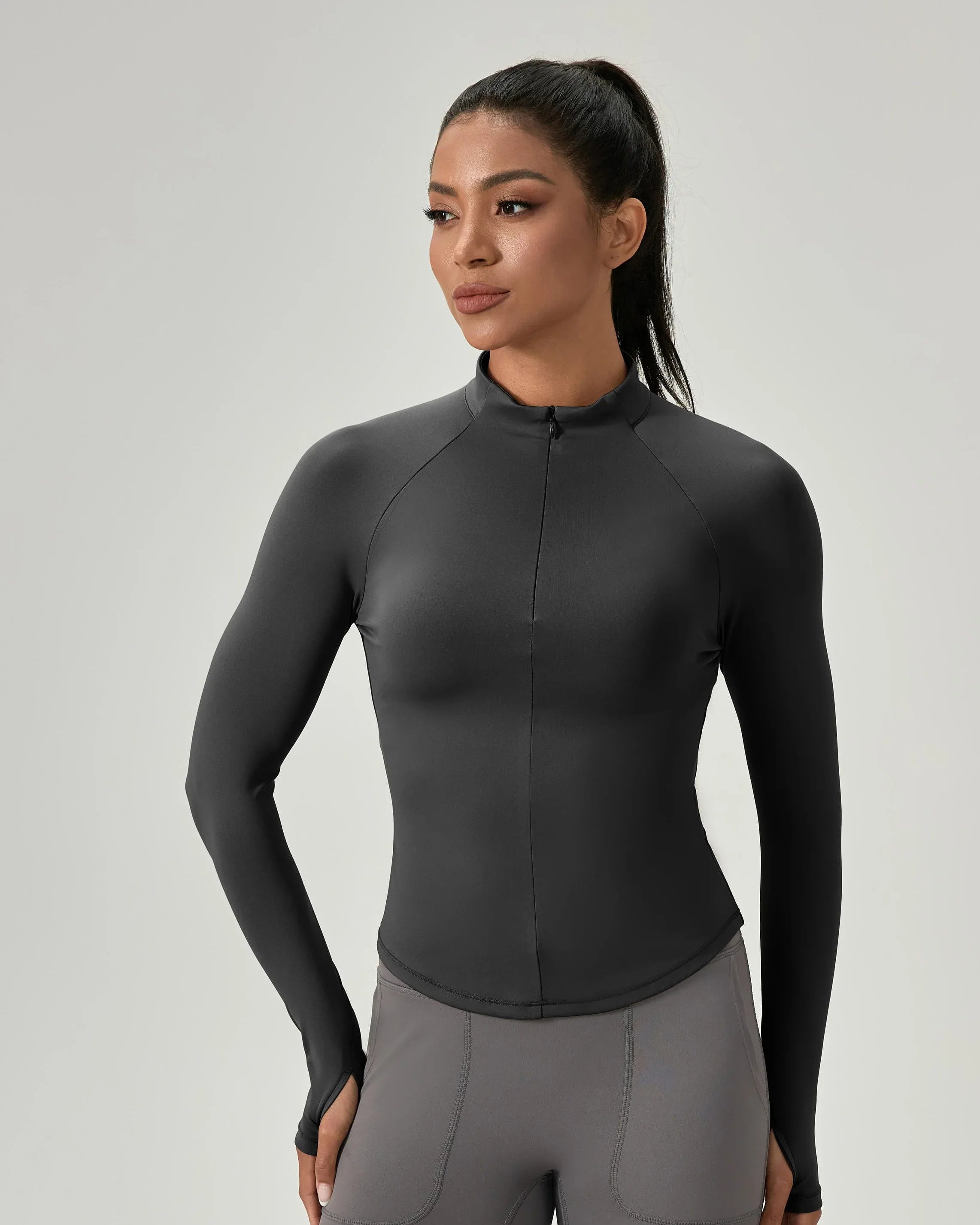 Half-Zip Stand-Collar Yoga Top
