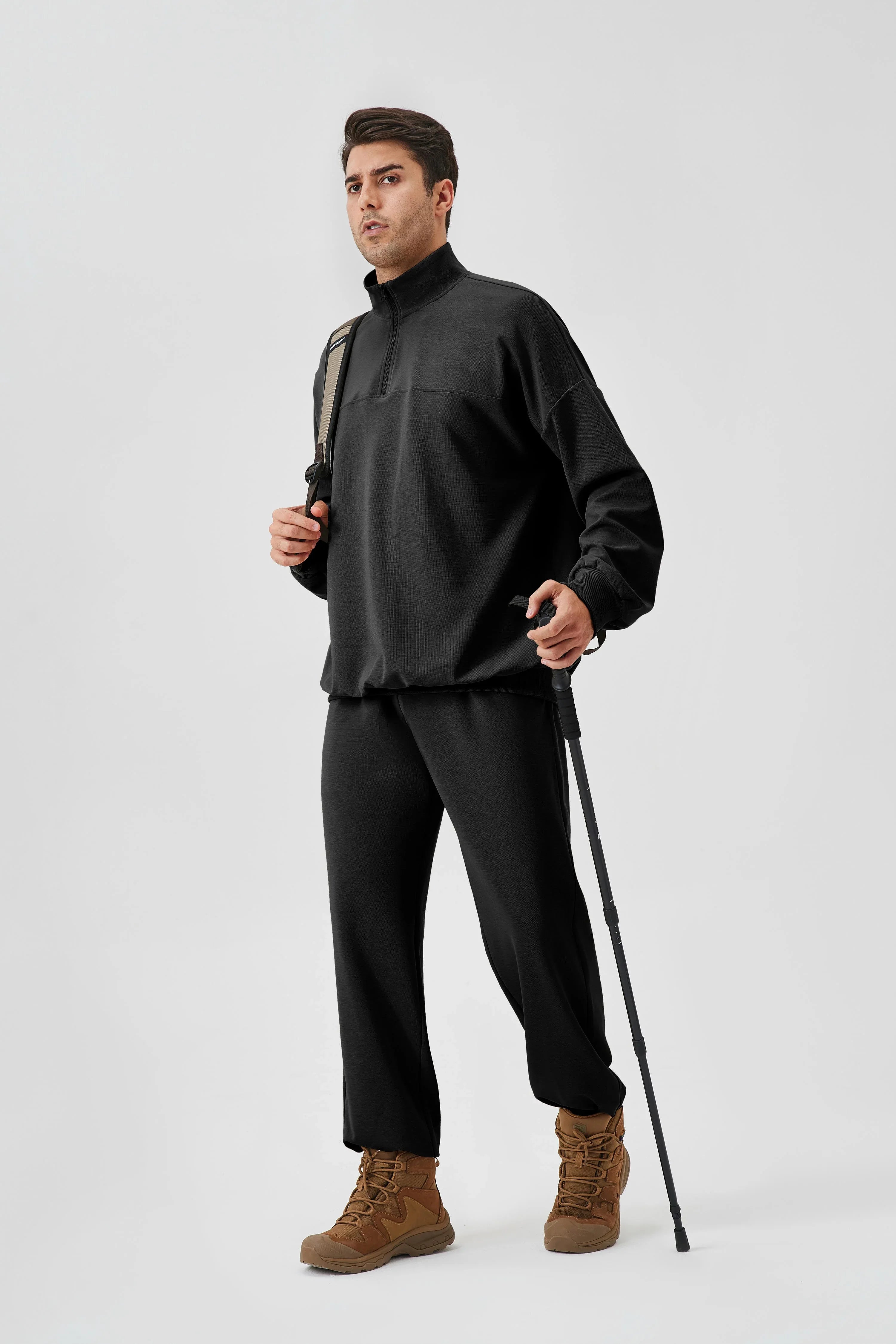 Men's Half-Zip Stand-Collar Hoodie