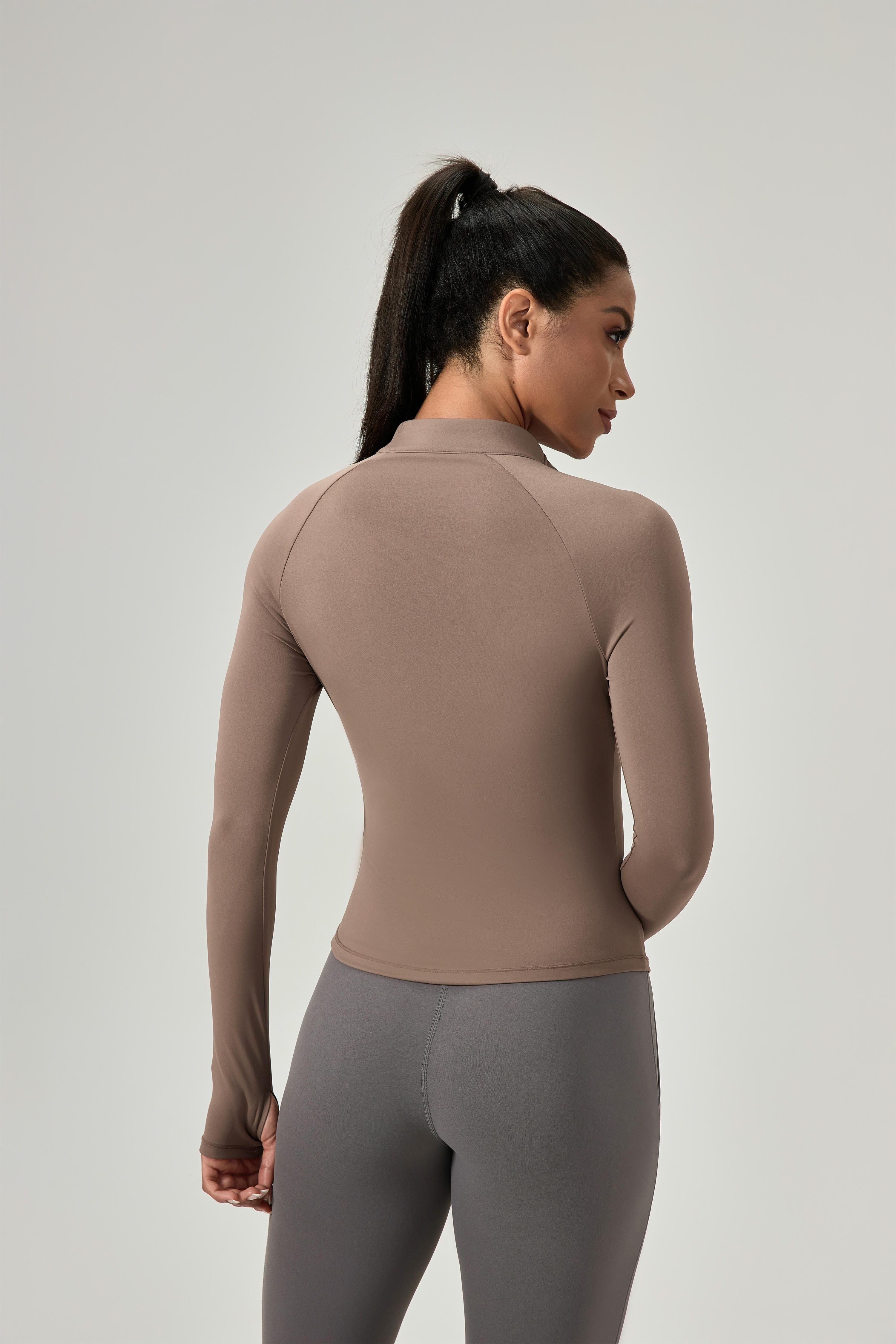 Half-Zip Stand-Collar Yoga Top