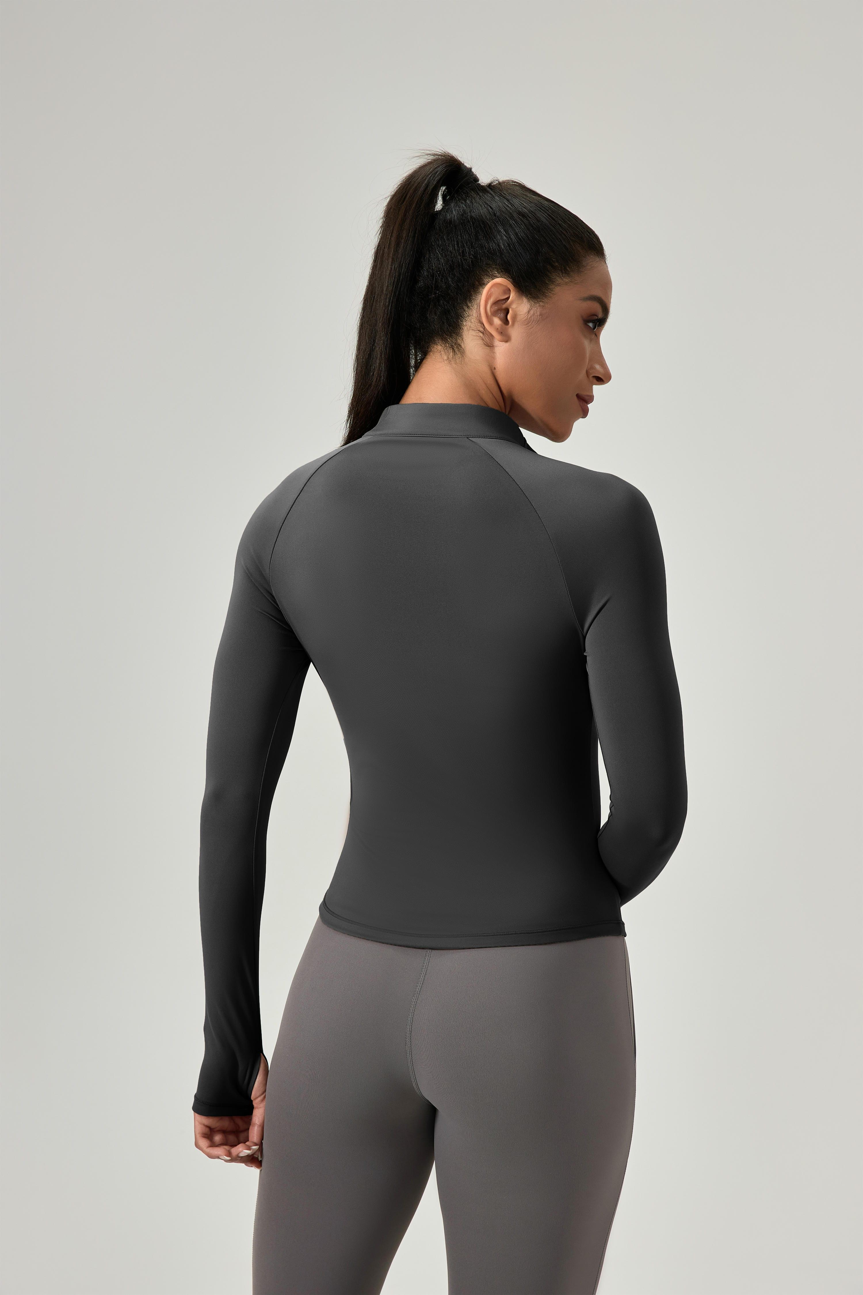 Half-Zip Stand-Collar Yoga Top