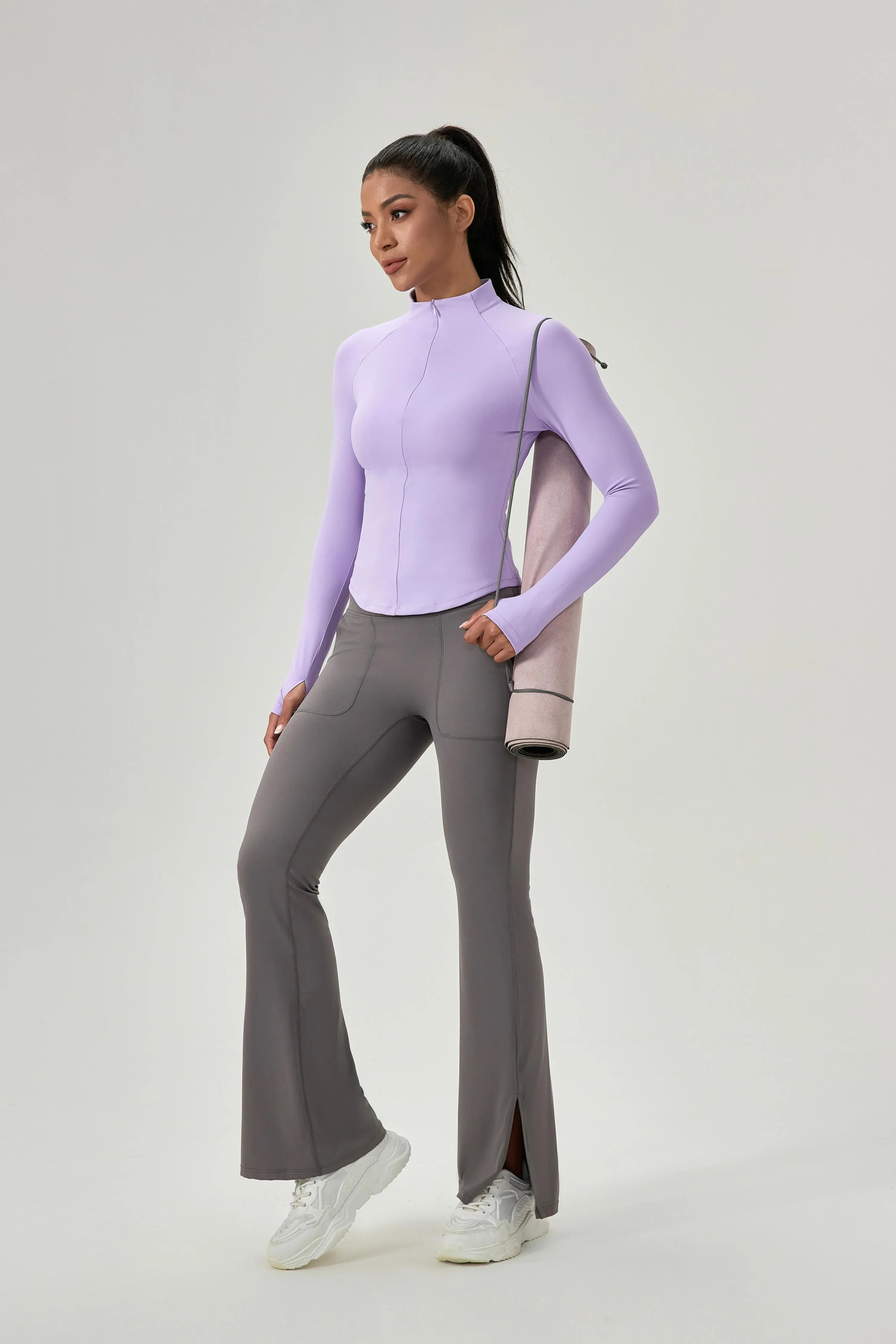 Half-Zip Stand-Collar Yoga Top