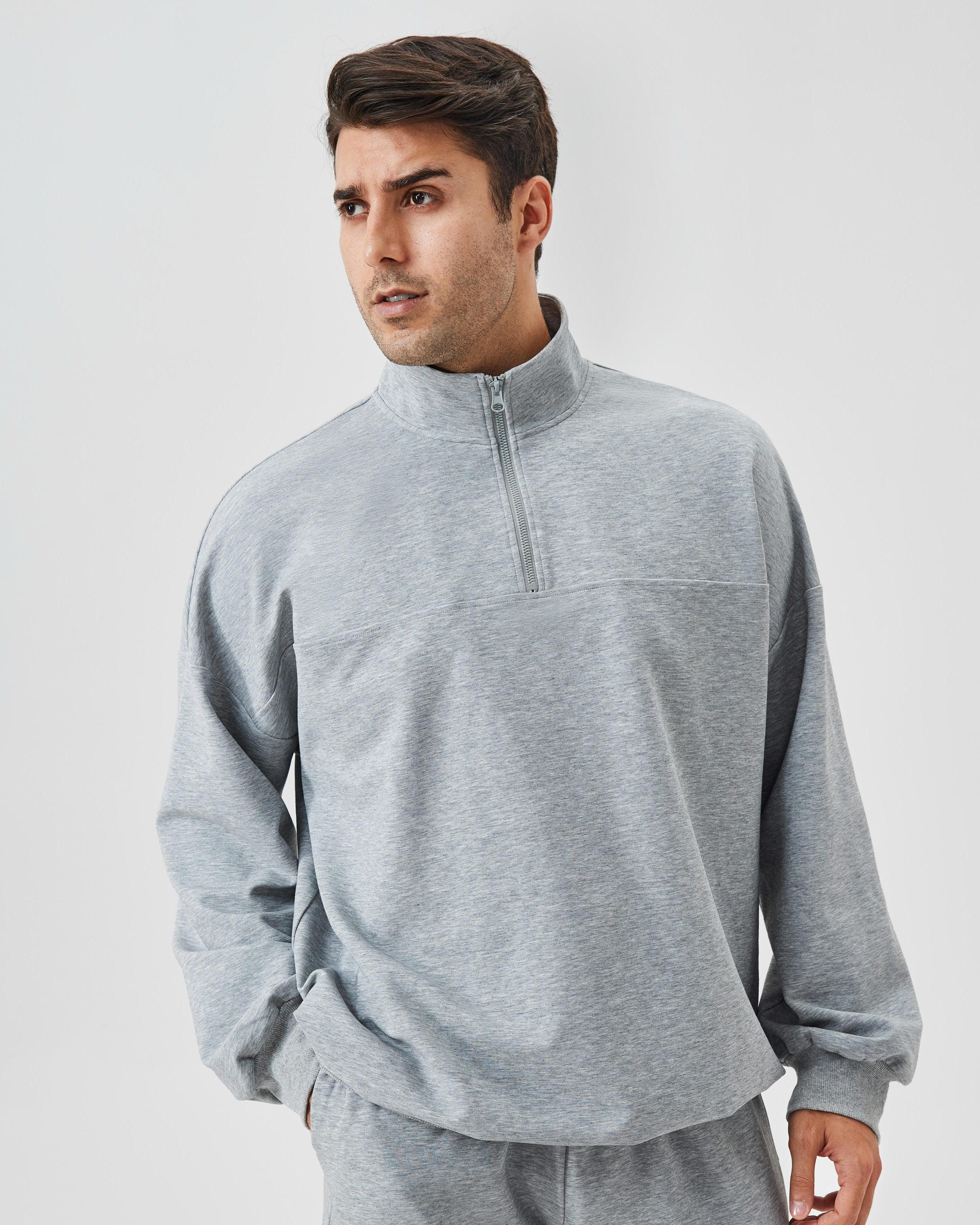 Men's Half-Zip Stand-Collar Hoodie