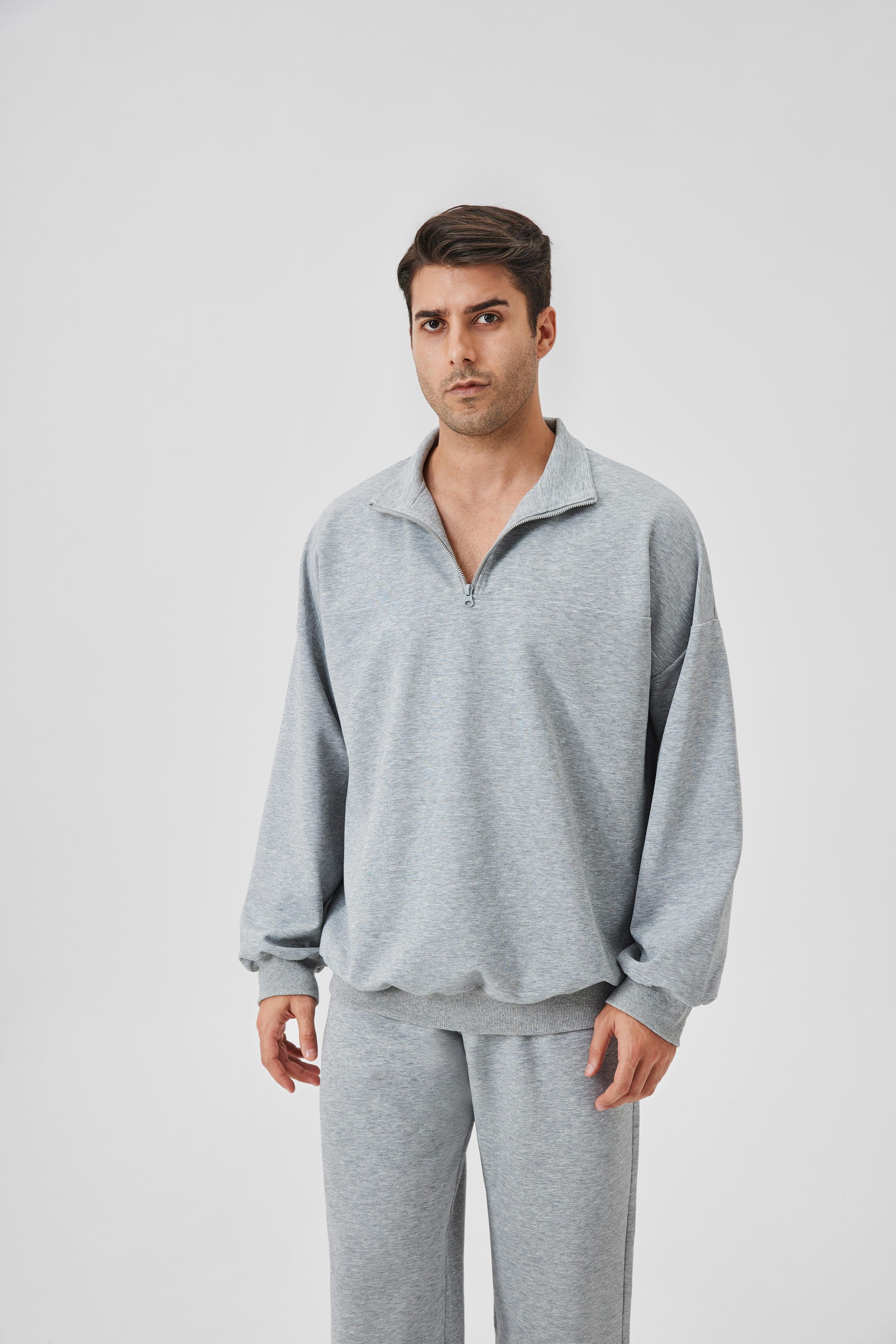 Men's Half-Zip Stand-Collar Hoodie