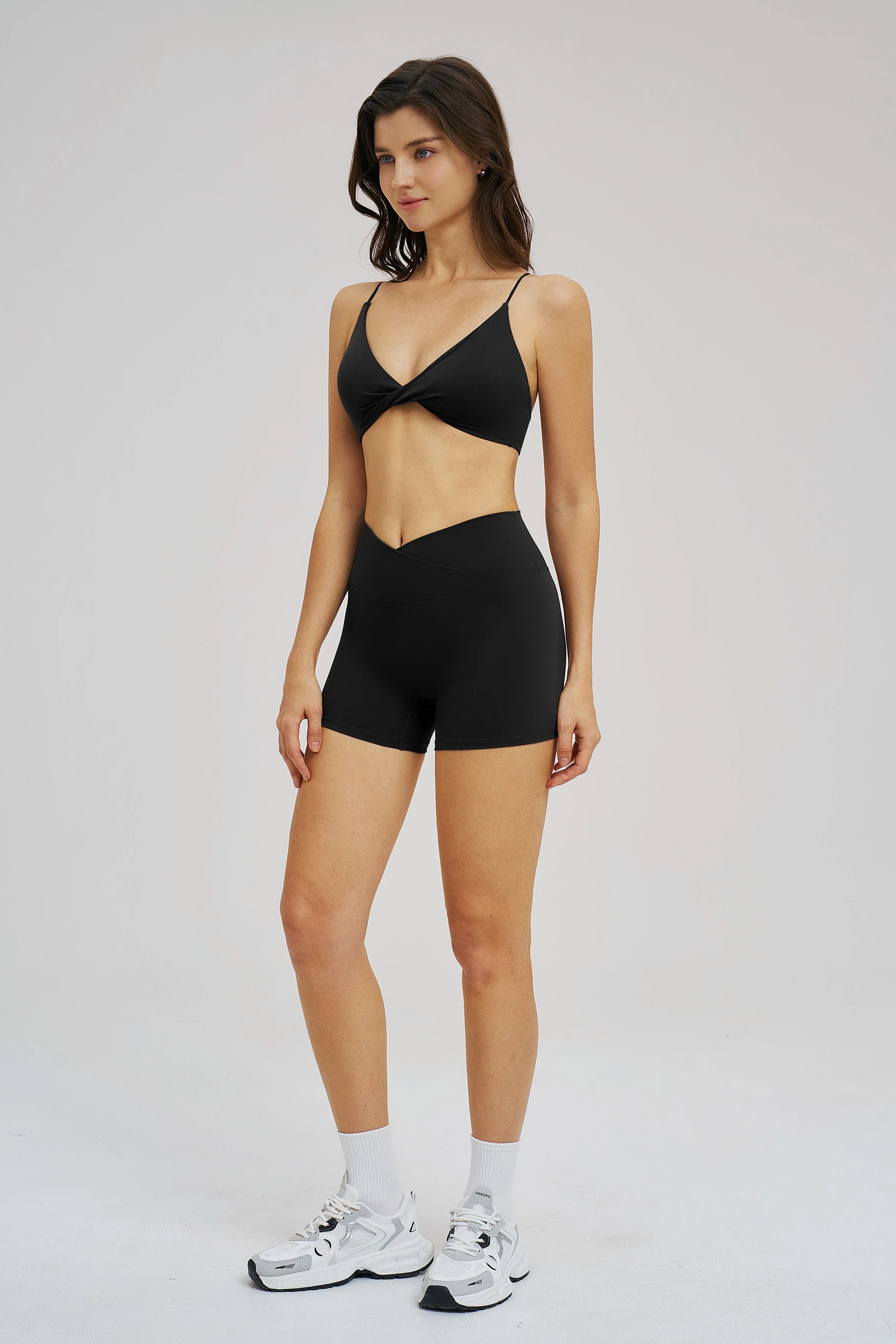 Cross-Waist Brushed Yoga Shorts