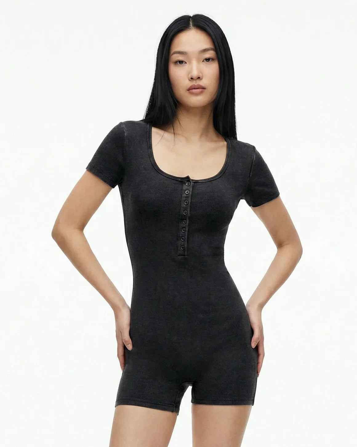 Button-Front Bodysuit Shorts