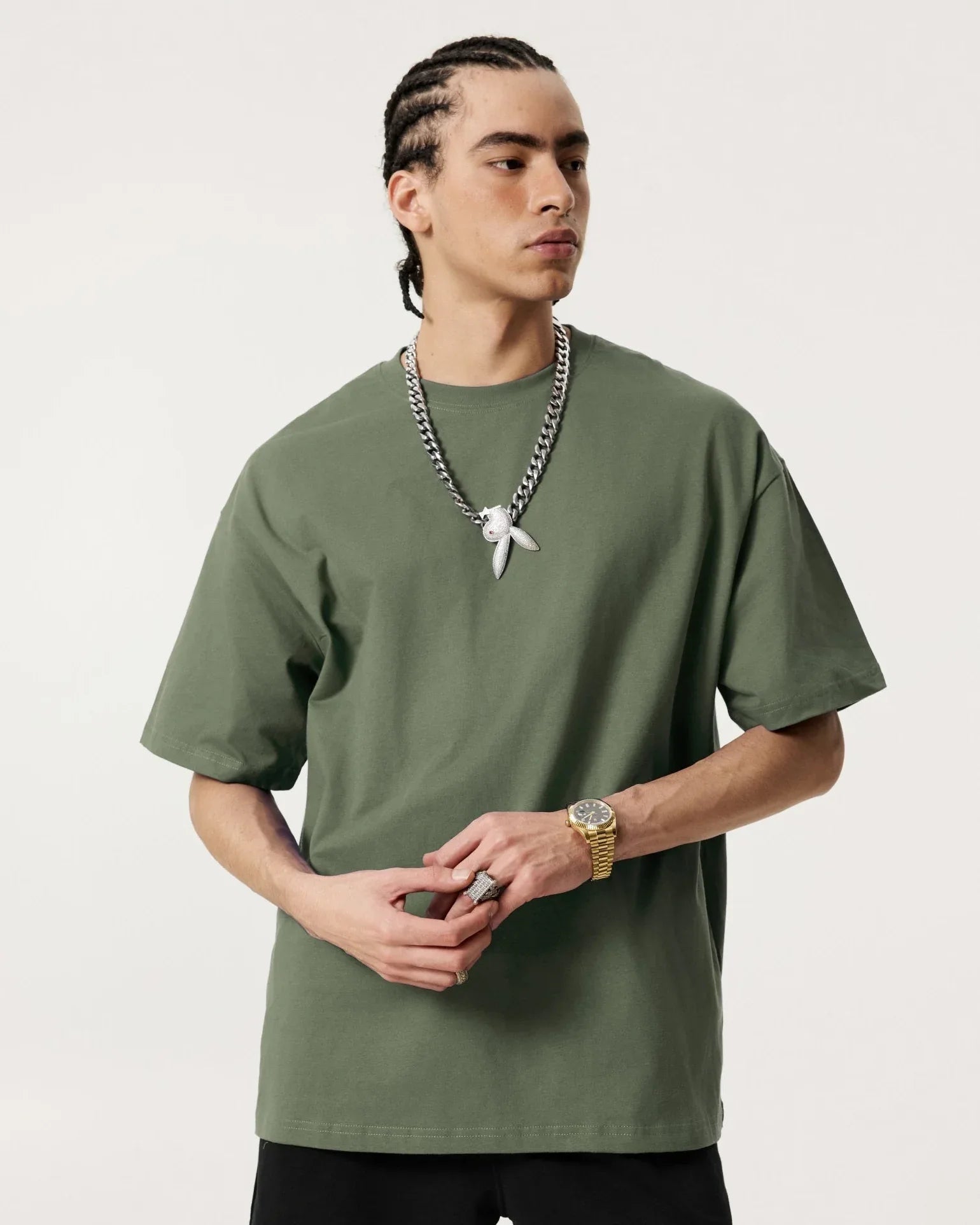 Men Solid Color Loose Fit T-Shirt