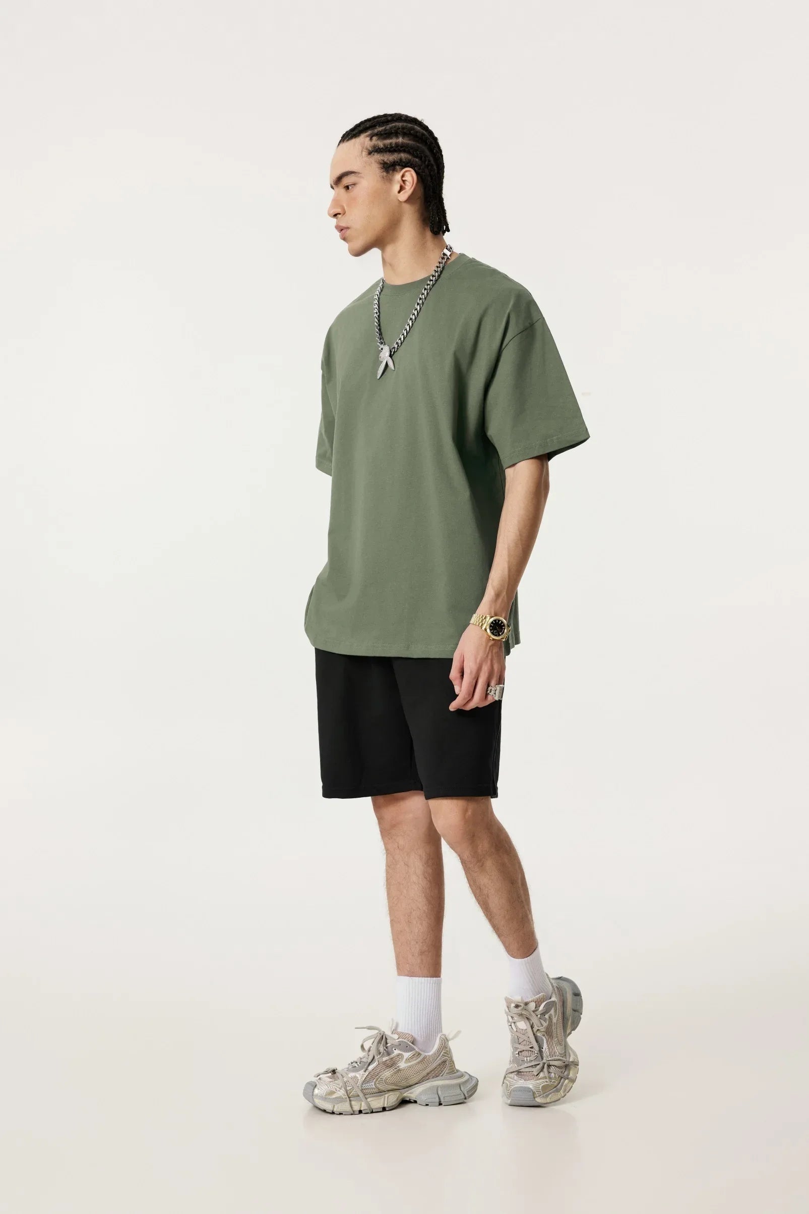 Men Solid Color Loose Fit T-Shirt