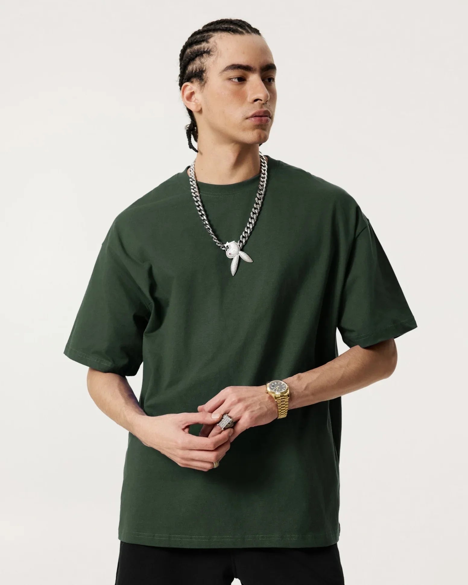 Men Solid Color Loose Fit T-Shirt