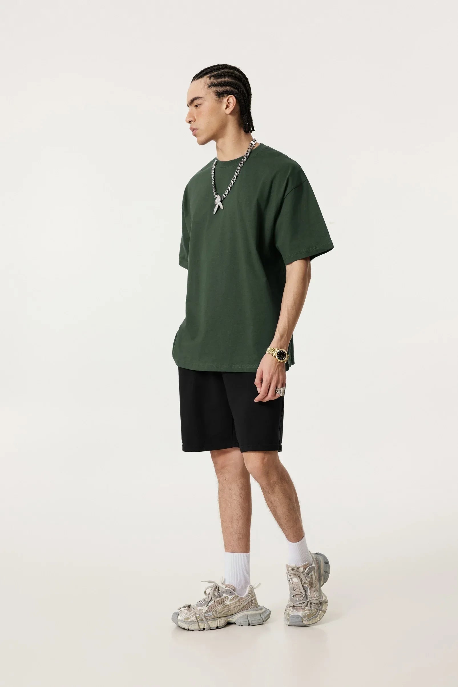 Men Solid Color Loose Fit T-Shirt