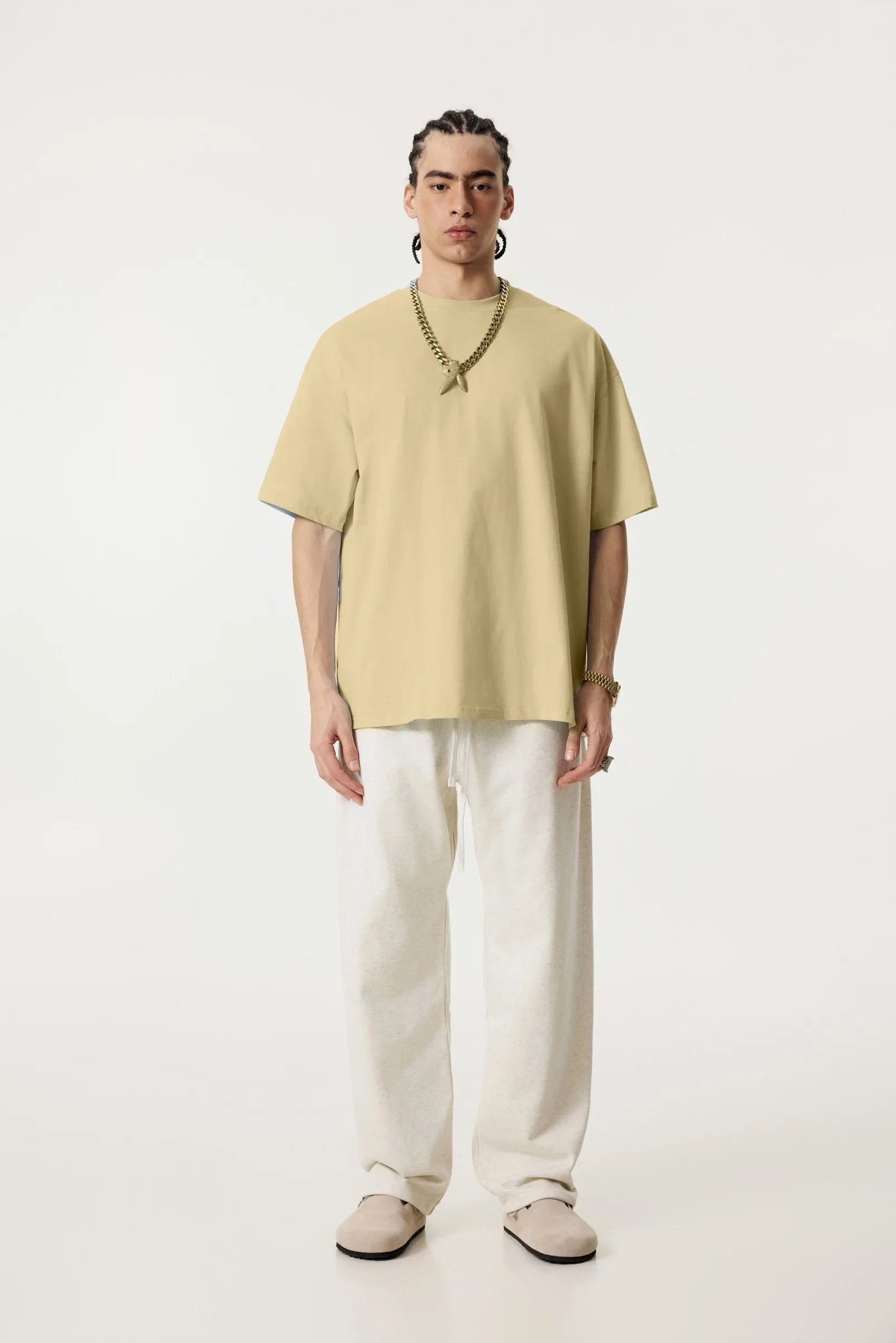 Men Solid Color Loose Fit T-Shirt