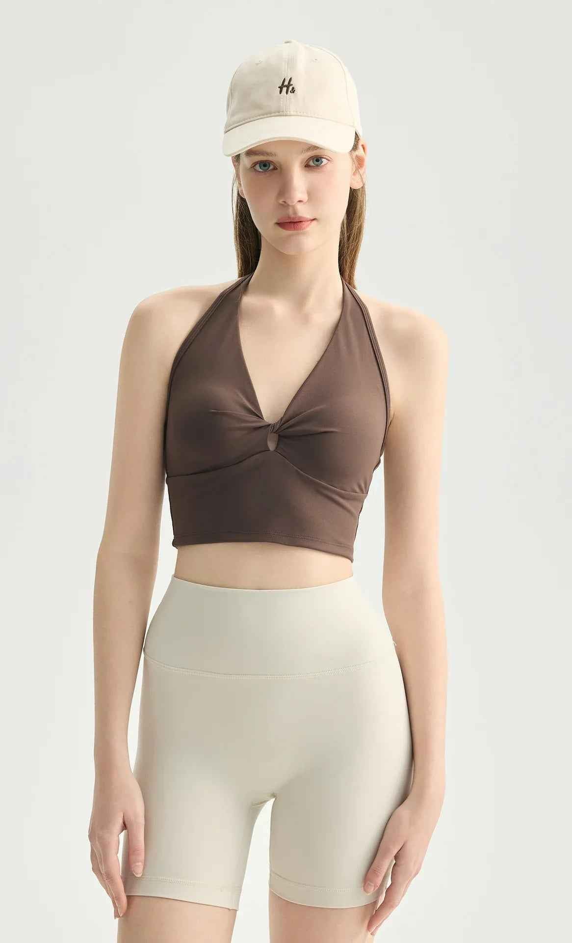 Twist Halter V-Neck Yoga Sports Bra