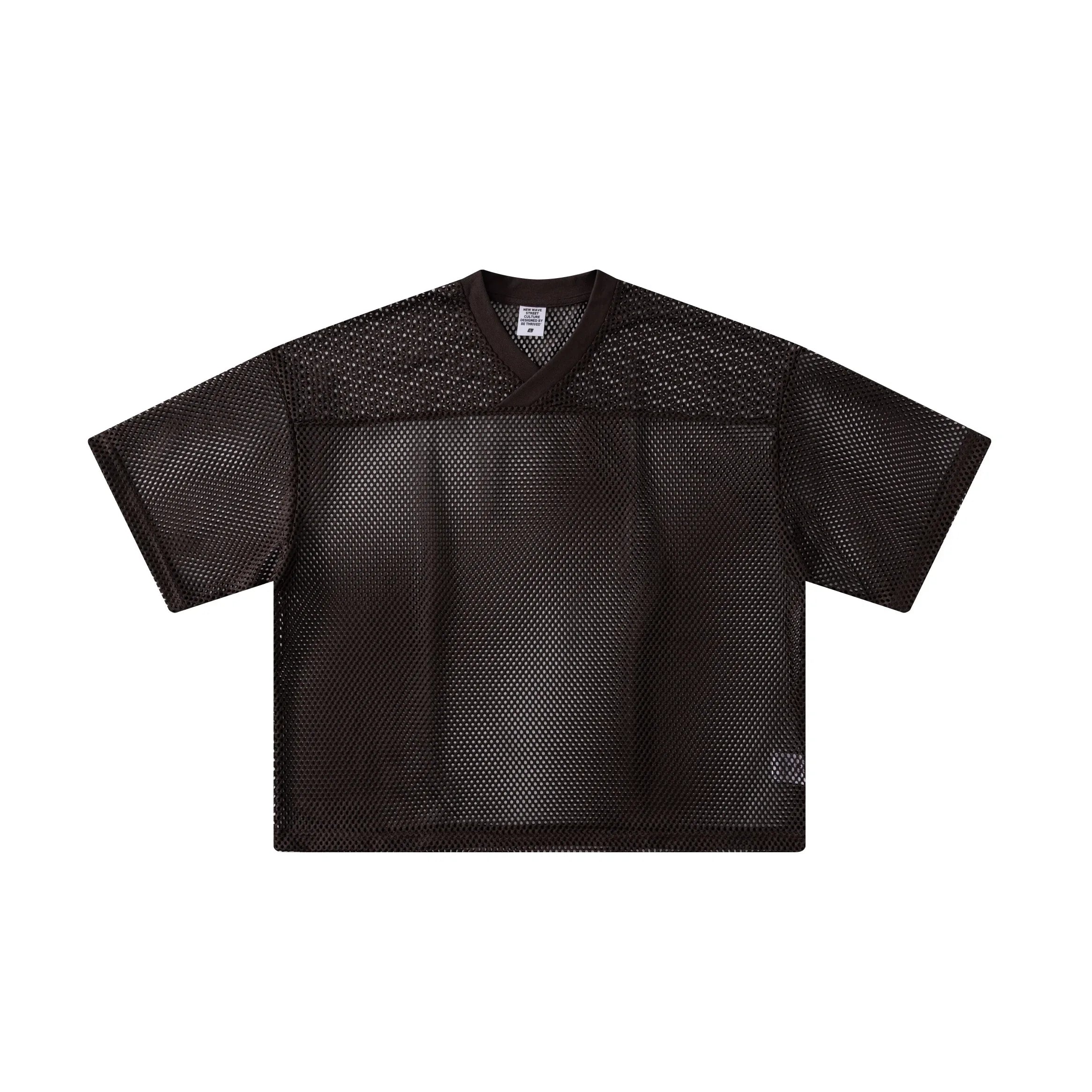 Boxy Hollow Fit Mesh V-Neck T-Shirt