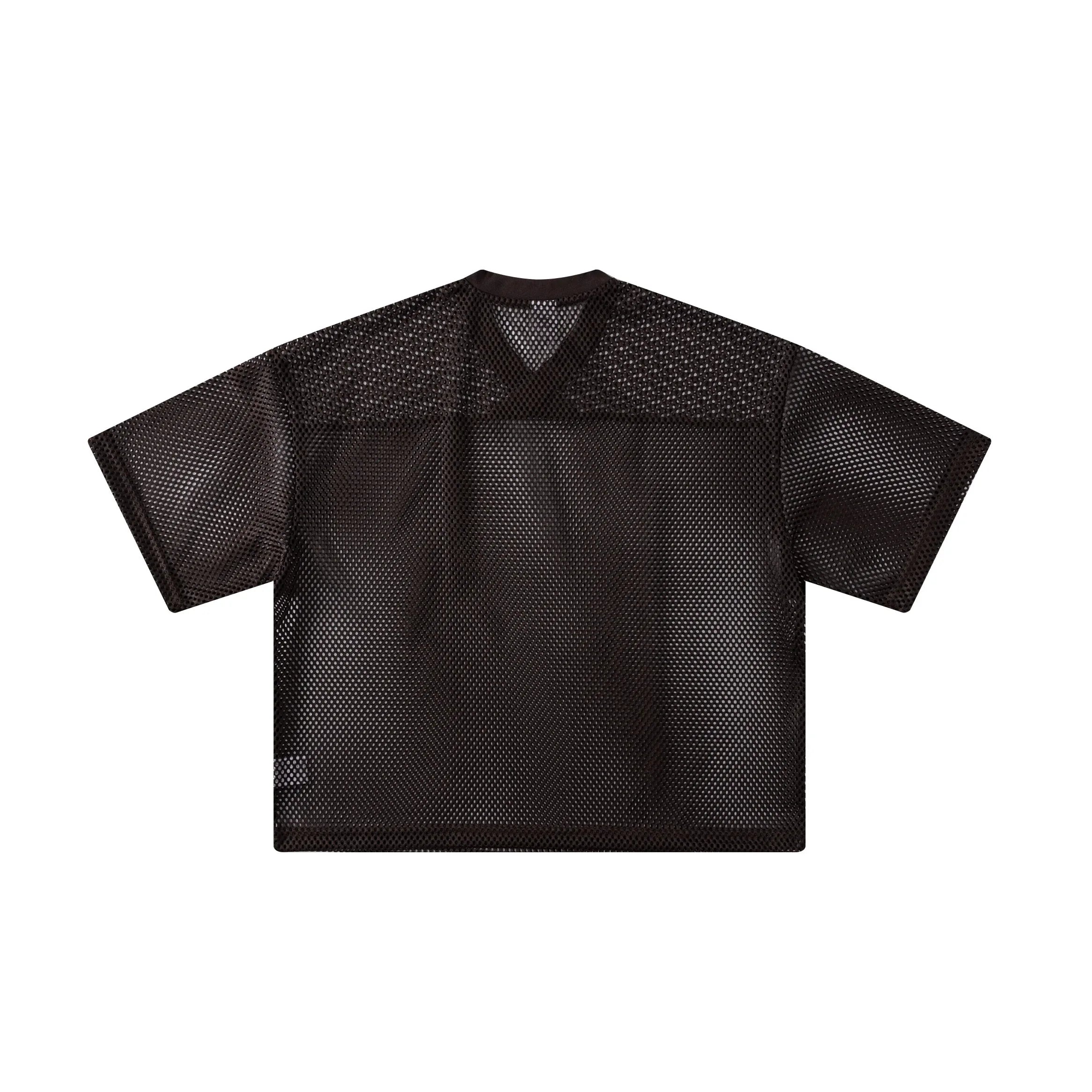 Boxy Hollow Fit Mesh V-Neck T-Shirt