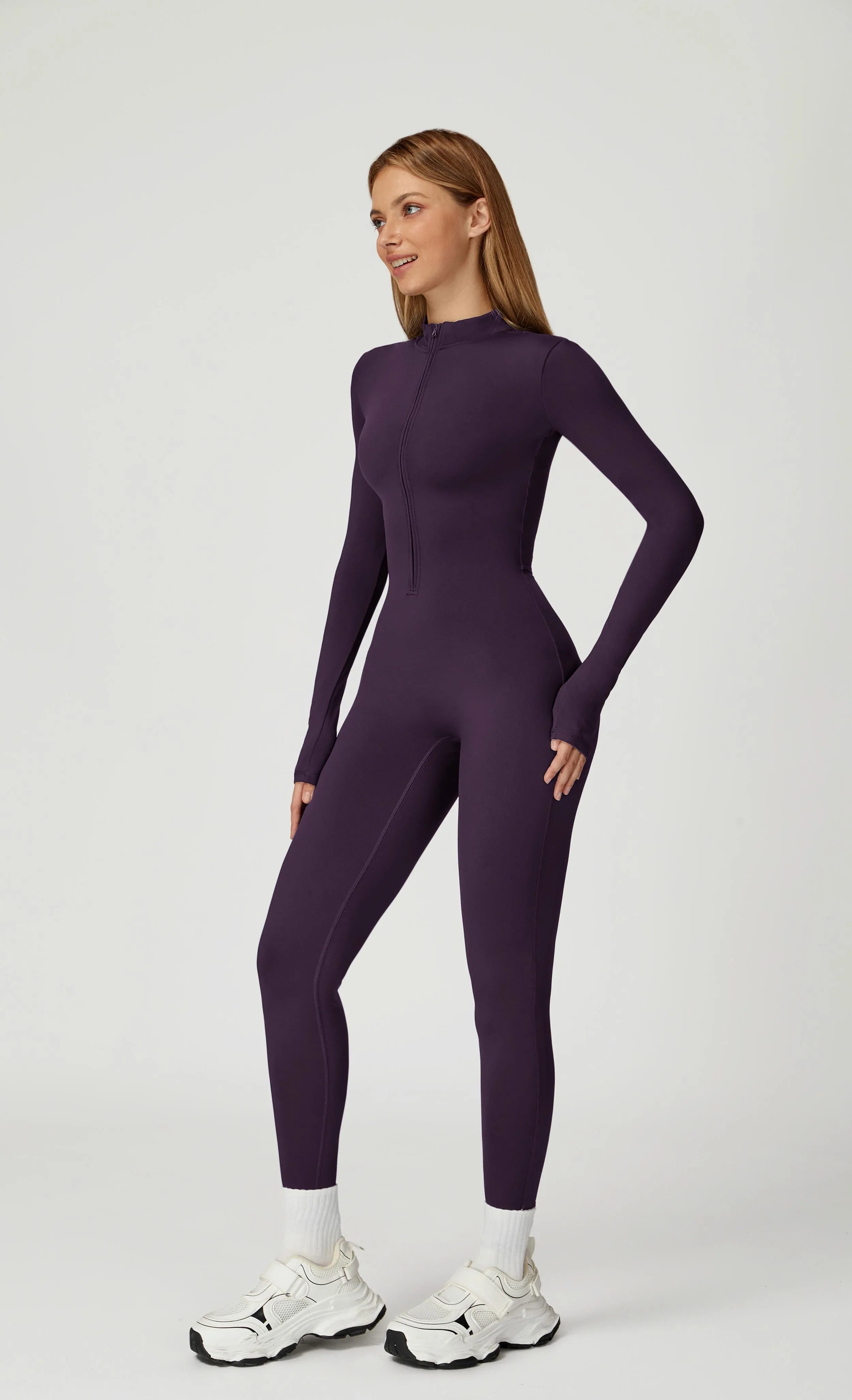 Brushed Zip-Up One Piece Jumpsuit