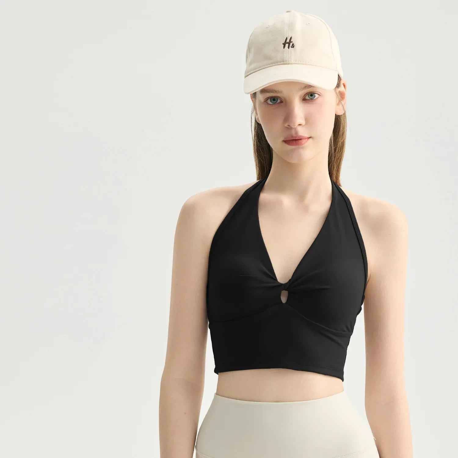 Twist Halter V-Neck Yoga Sports Bra