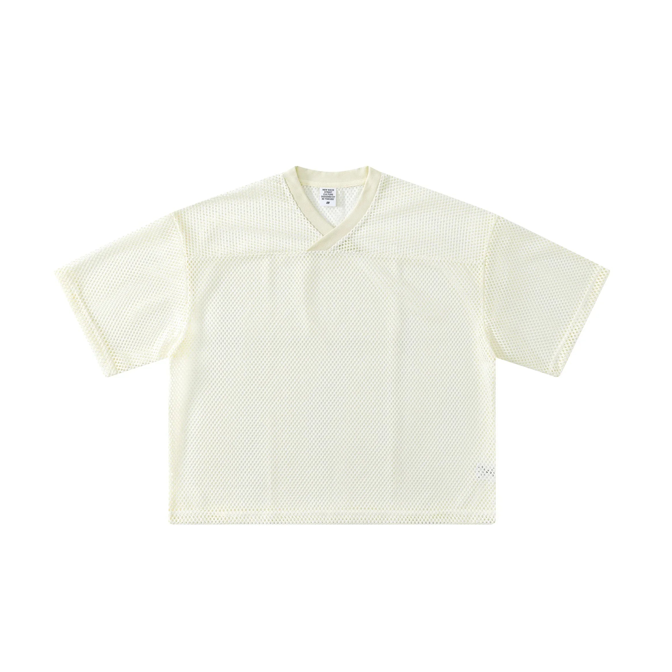 Boxy Hollow Fit Mesh V-Neck T-Shirt