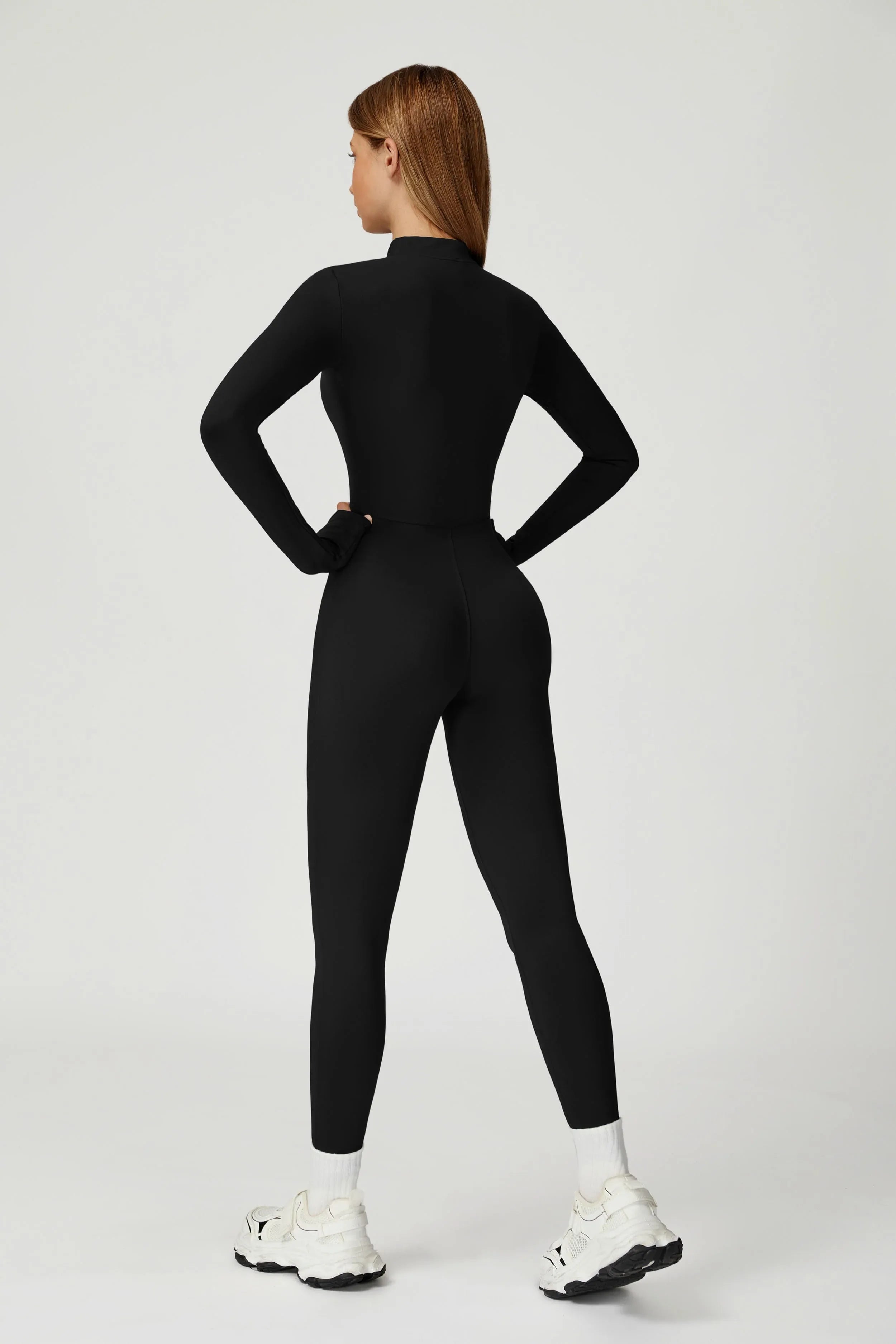 Brushed Zip-Up One Piece Jumpsuit