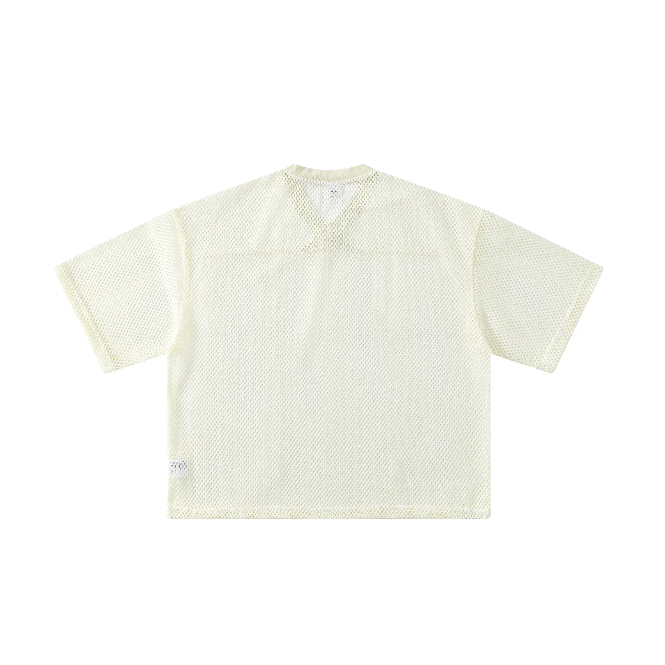 Boxy Hollow Fit Mesh V-Neck T-Shirt