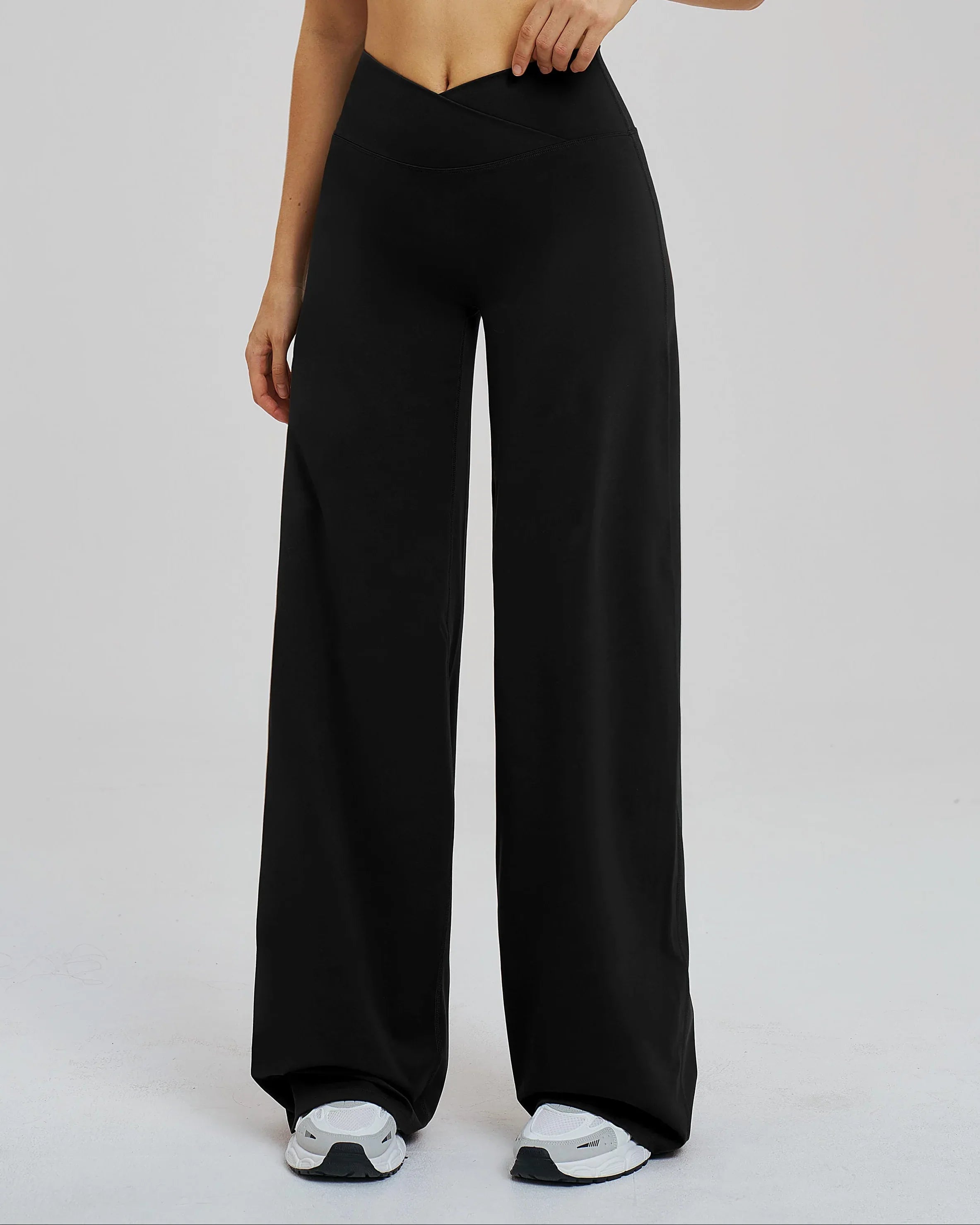 Cross-Waist Wide-Leg Sweatpants