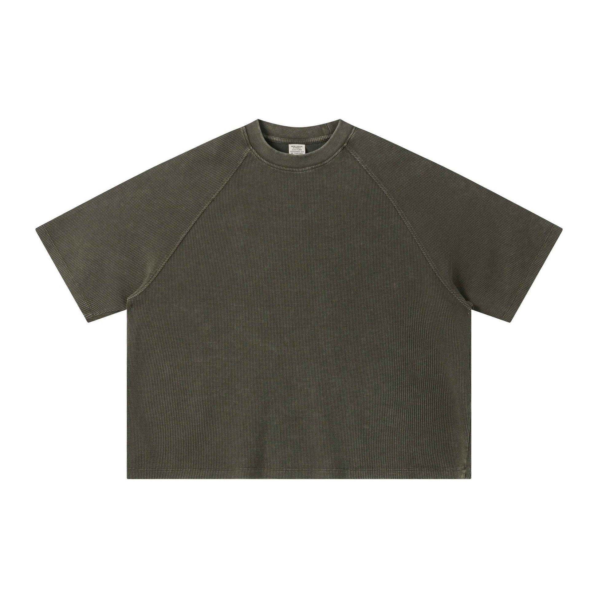 Boxy Washed Waffle Raglan T-Shirt