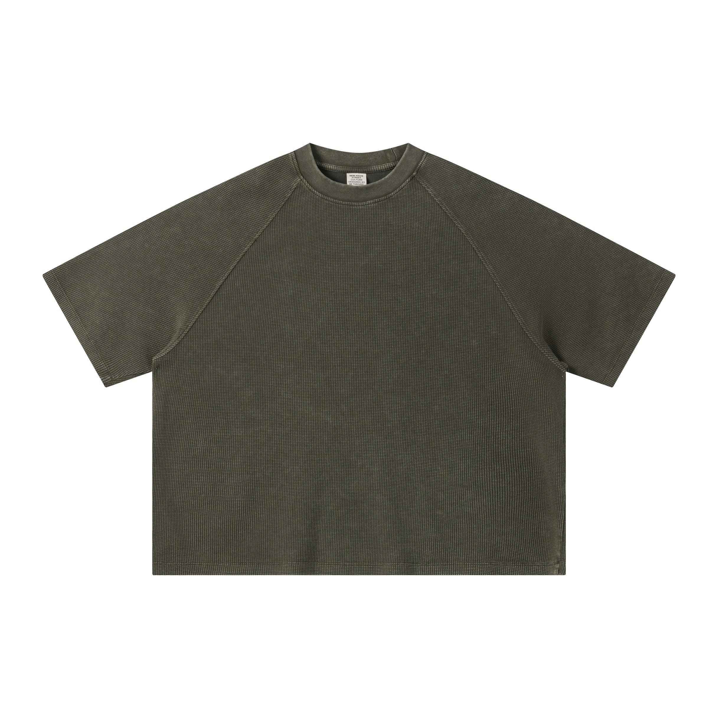 Boxy Washed Waffle Raglan T-Shirt