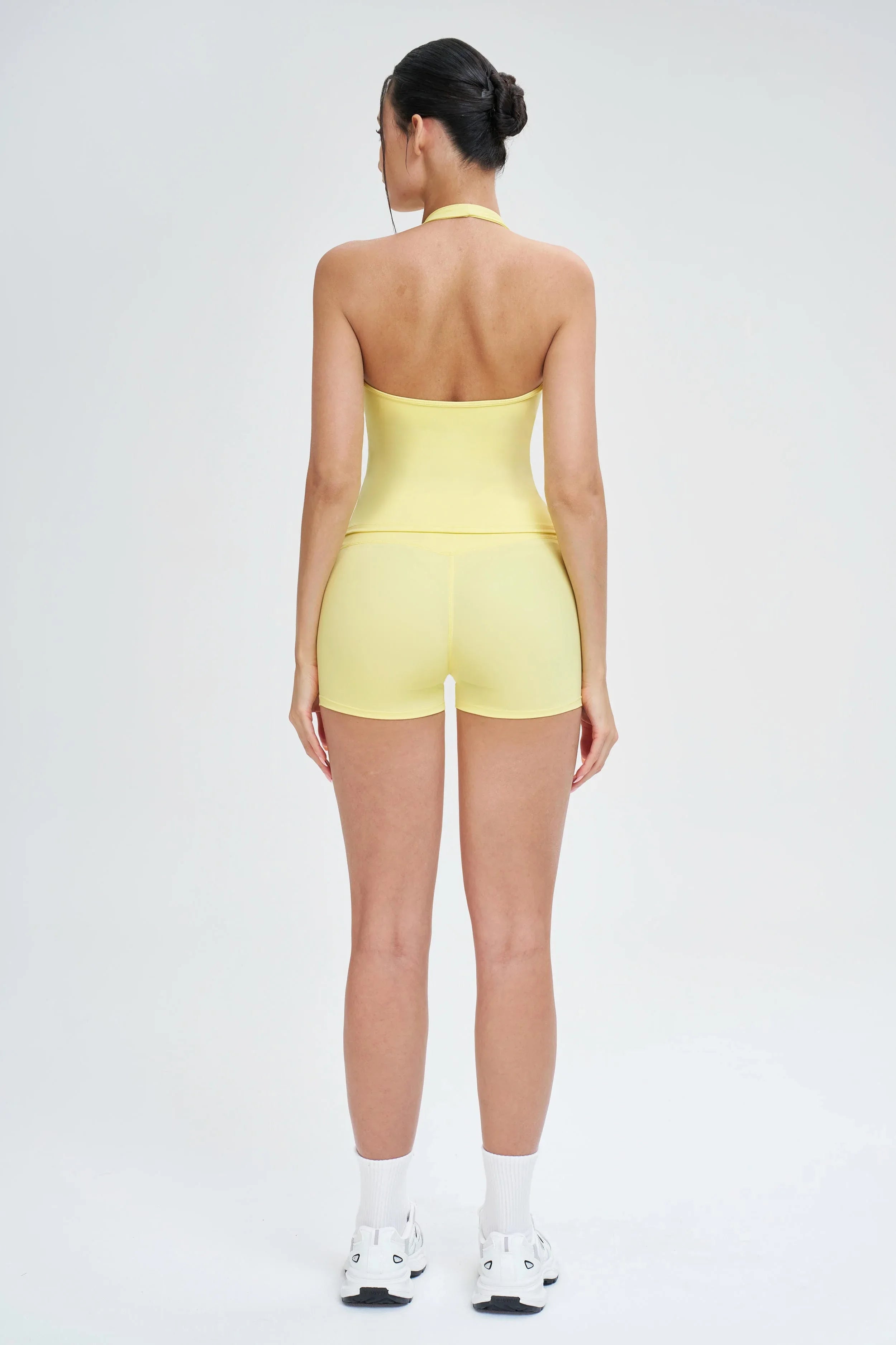 Wrap Neck Brushed Backless Sports Bra