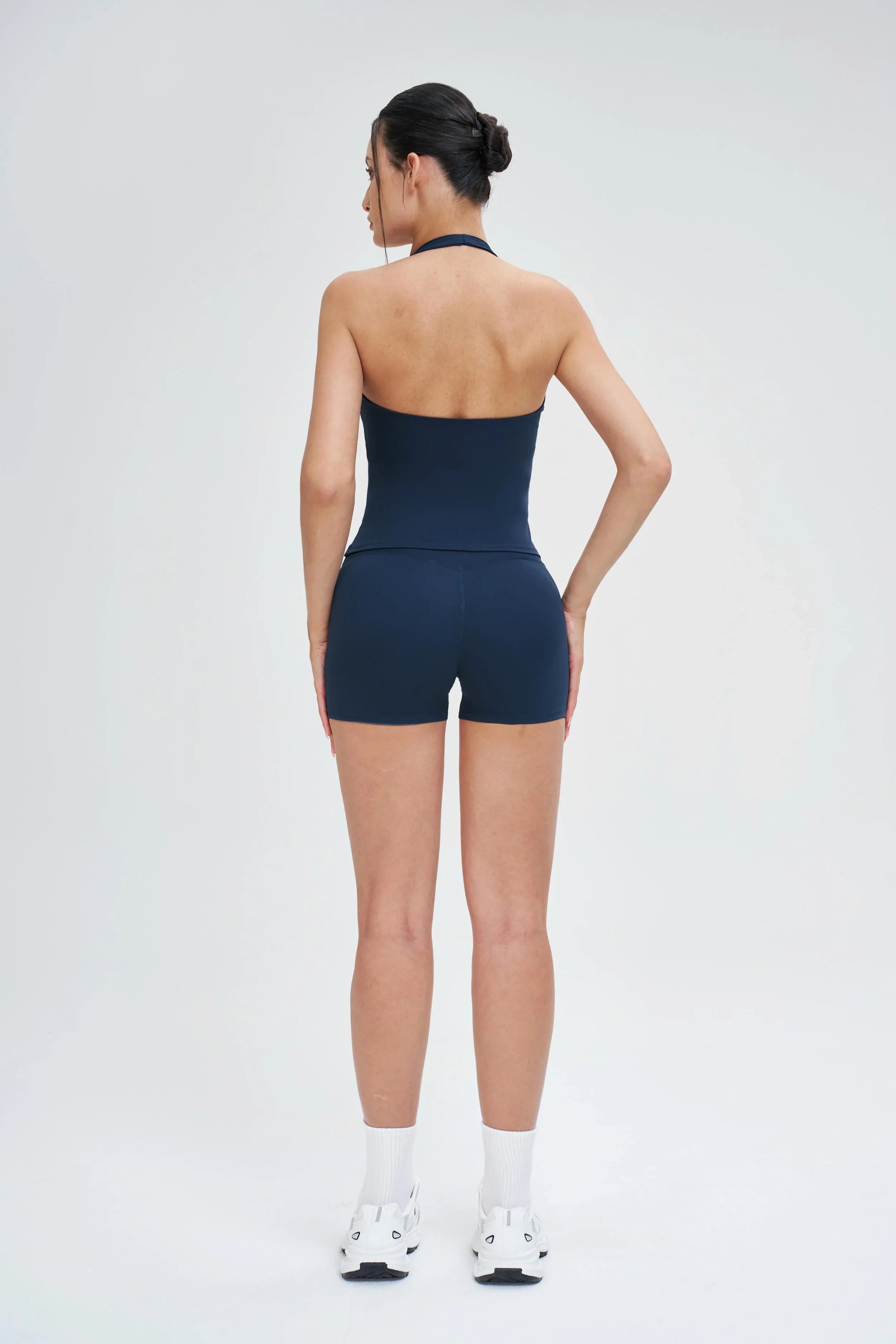 Wrap Neck Brushed Backless Sports Bra