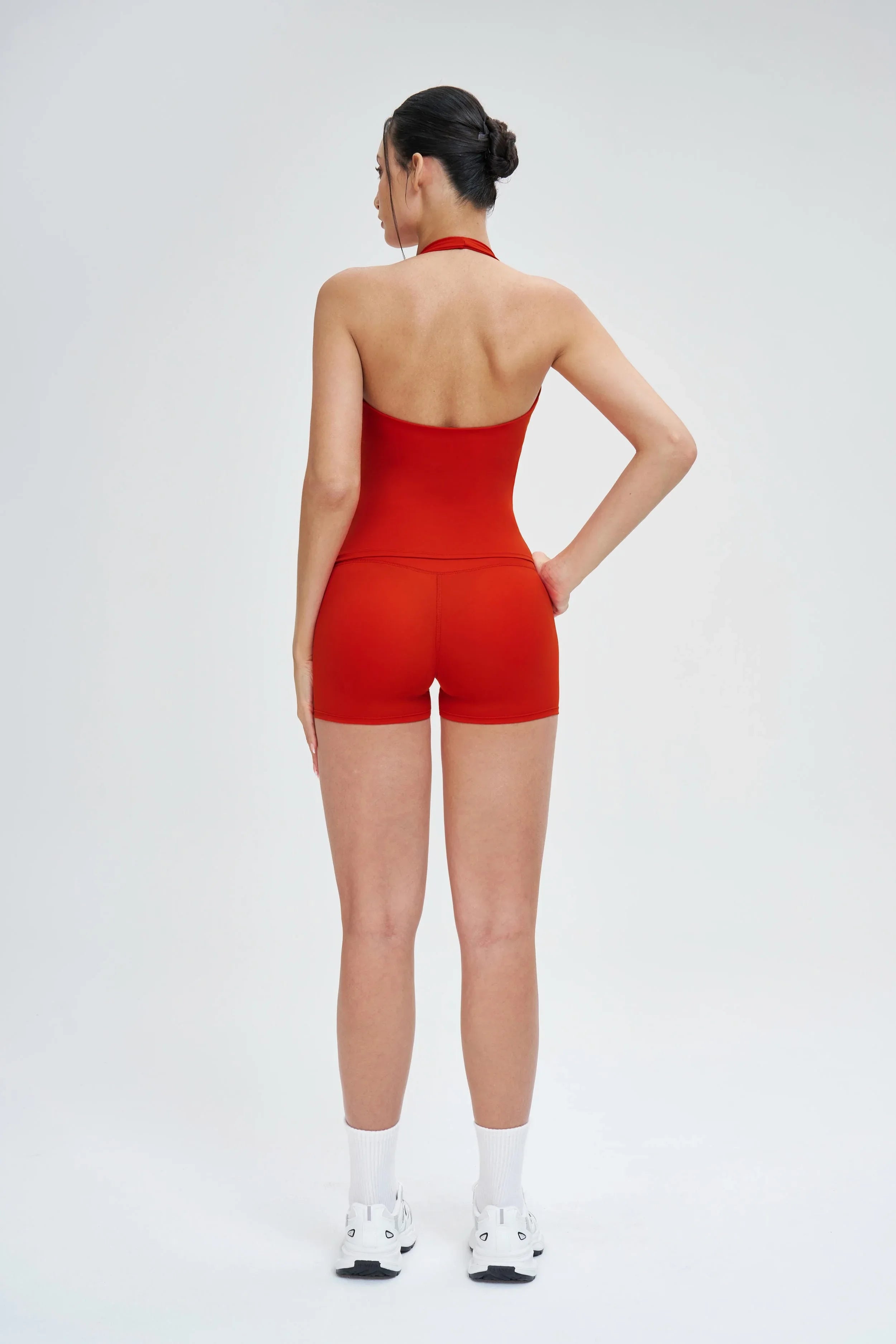 Wrap Neck Brushed Backless Sports Bra