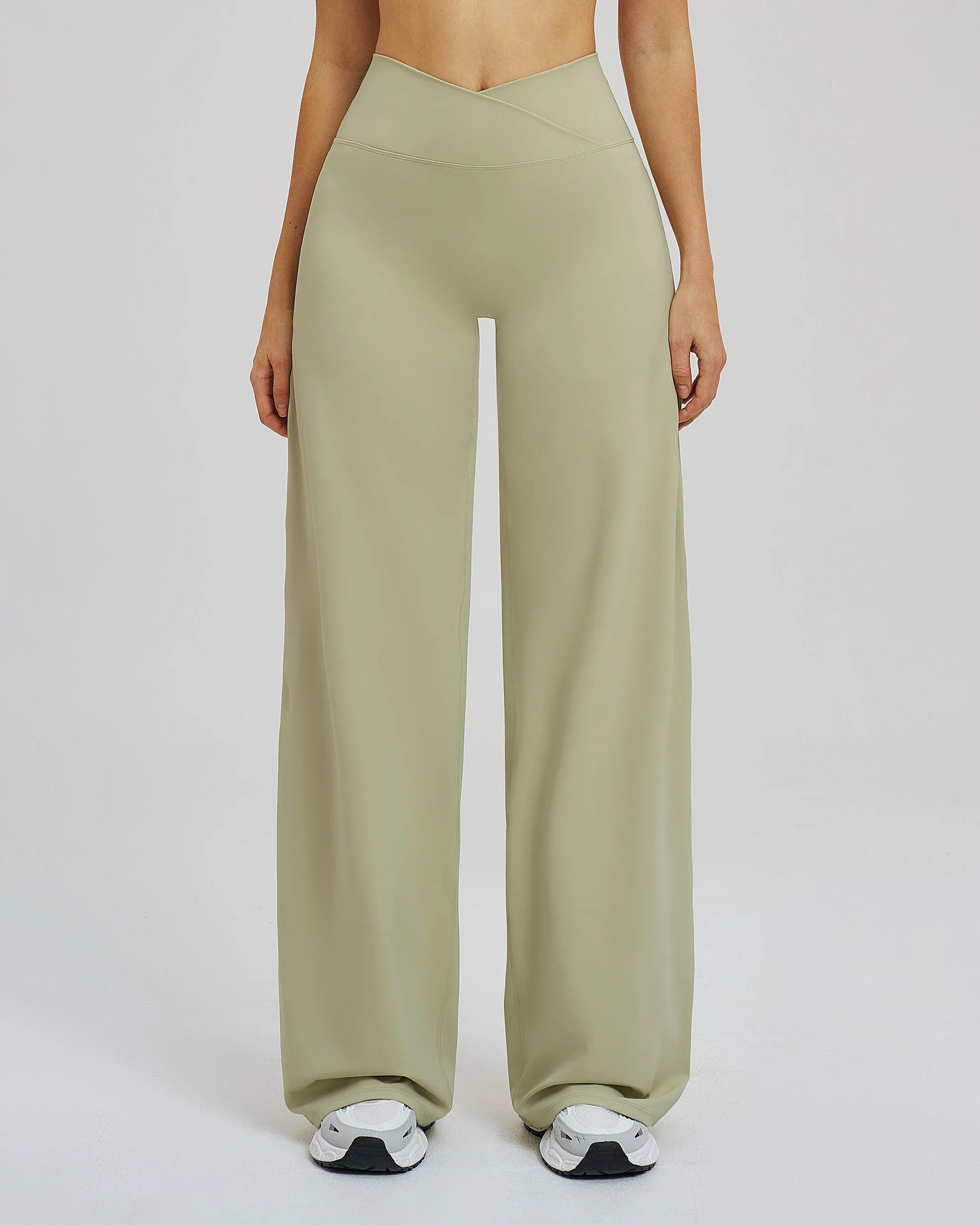 Cross-Waist Wide-Leg Sweatpants