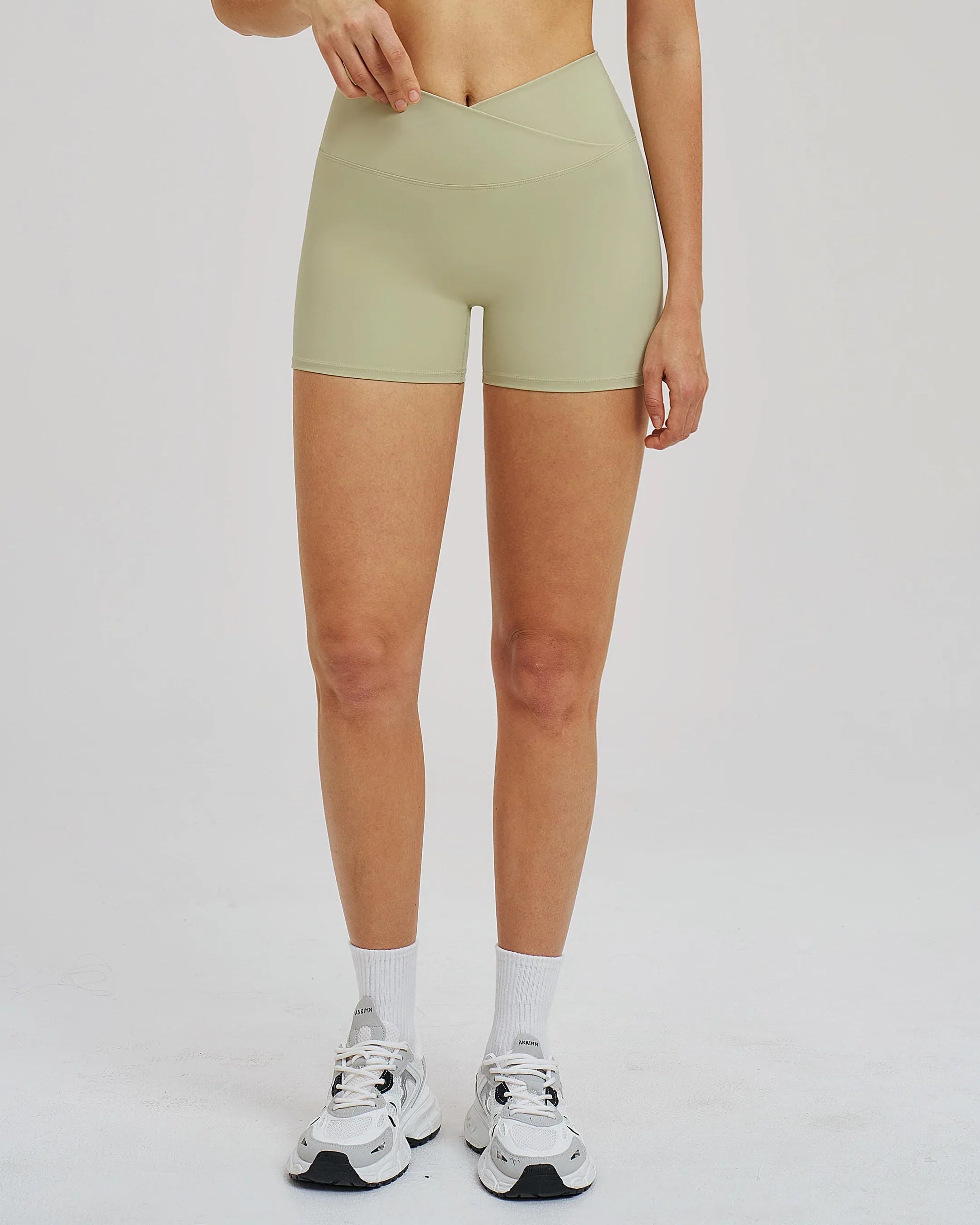 Cross-Waist Brushed Yoga Shorts