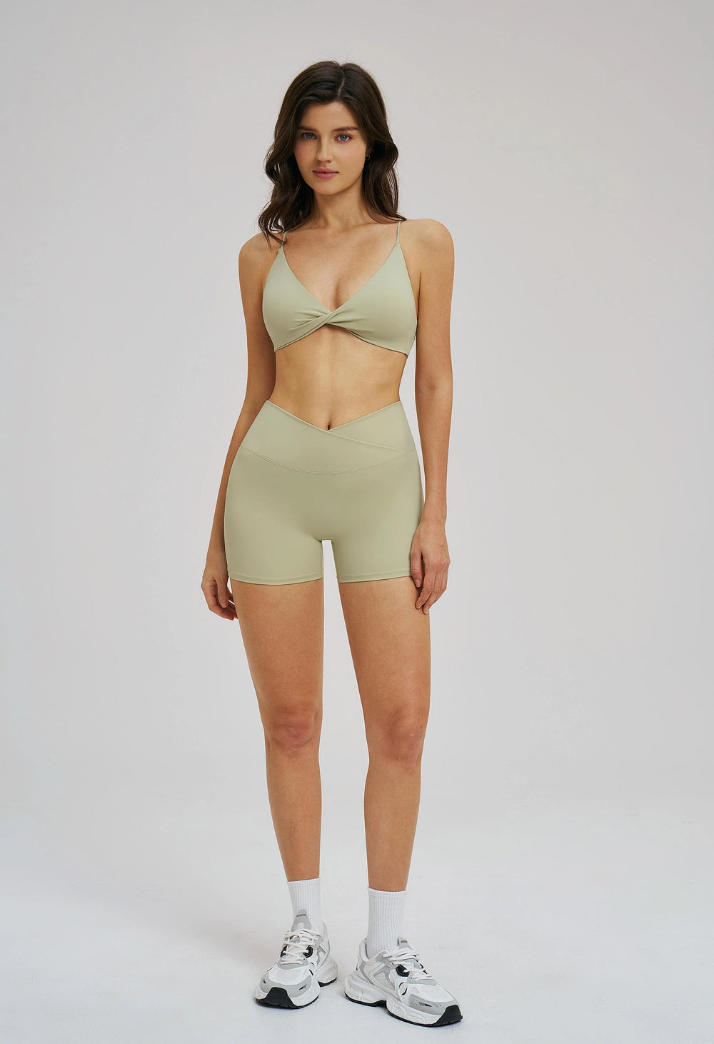 Cross-Waist Brushed Yoga Shorts