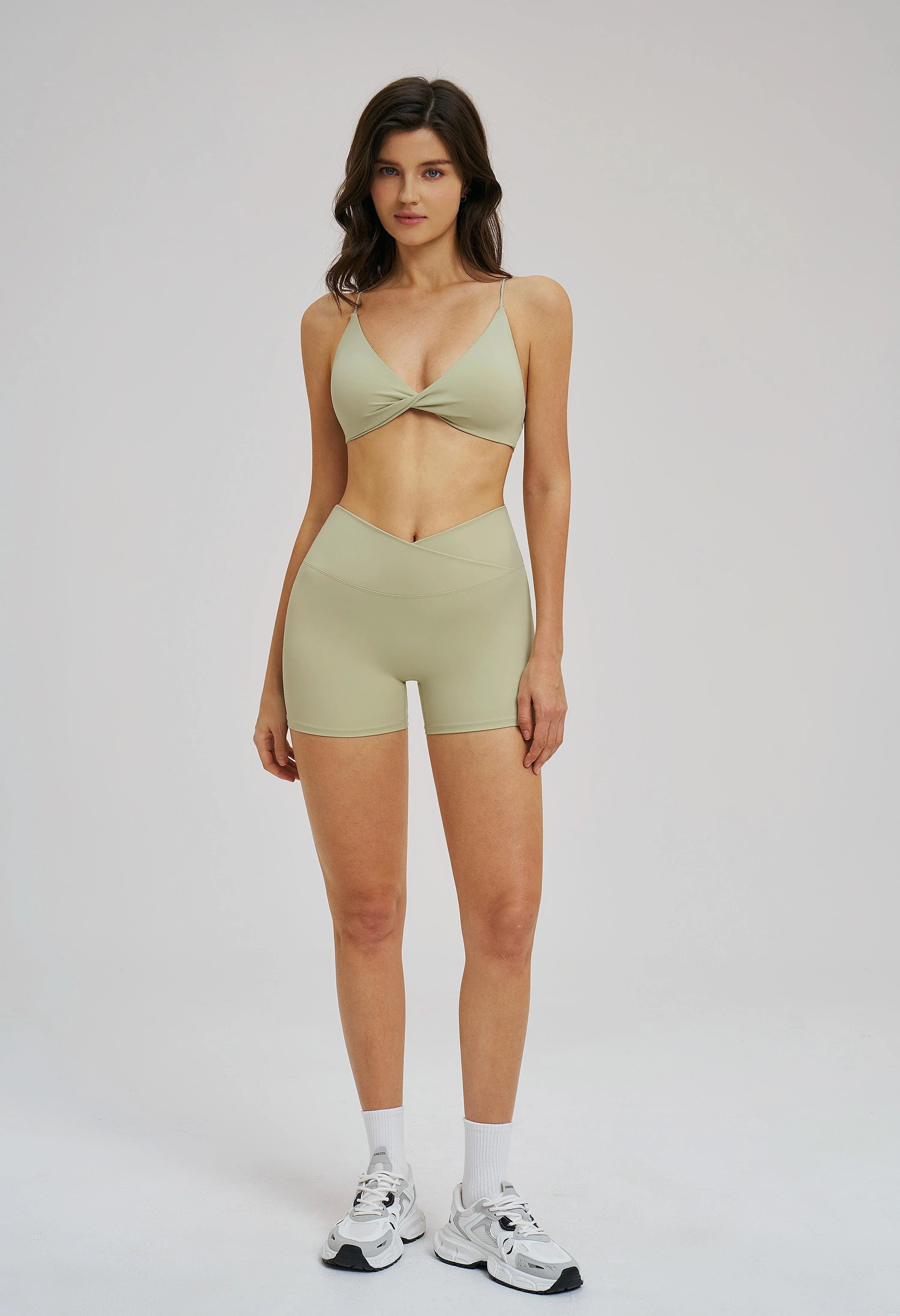 Cross-Waist Brushed Yoga Shorts