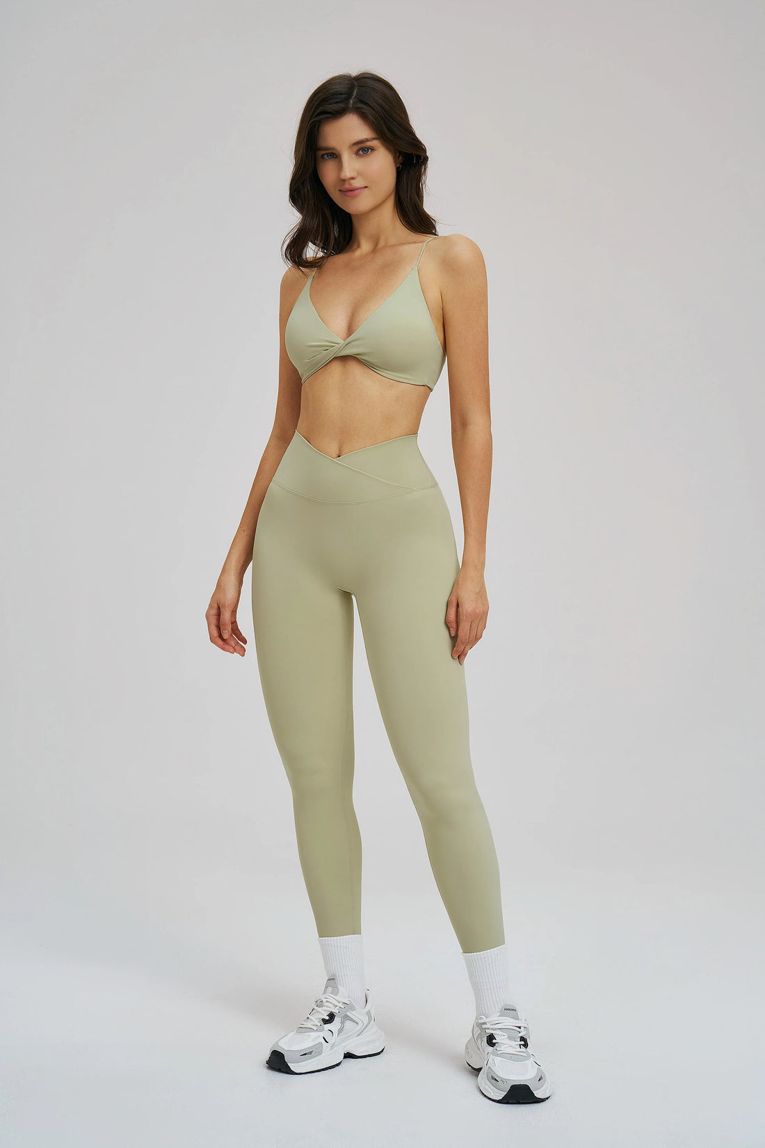 Cross-Waist Brushed Yoga Leggings
