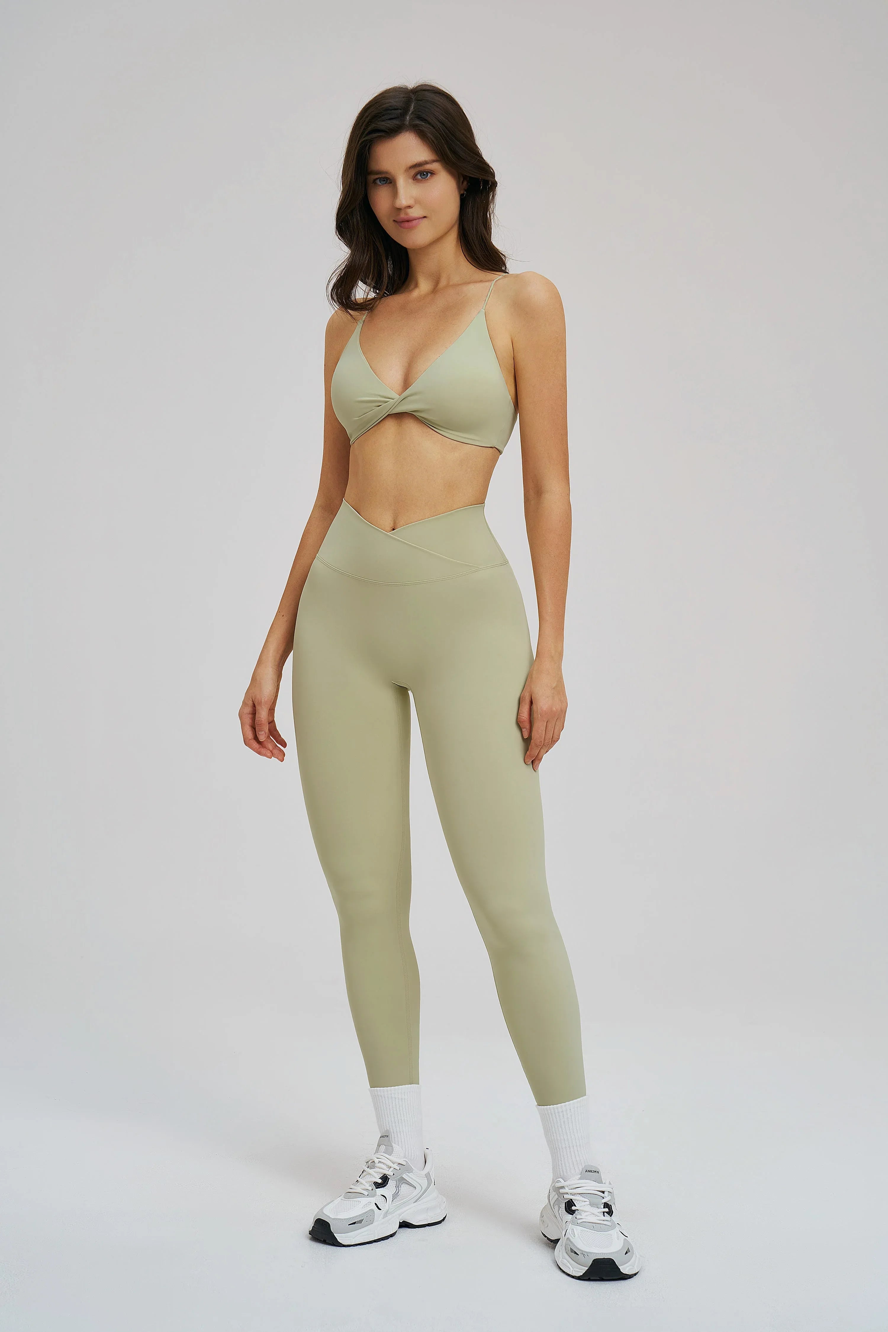 Cross-Waist Brushed Yoga Leggings