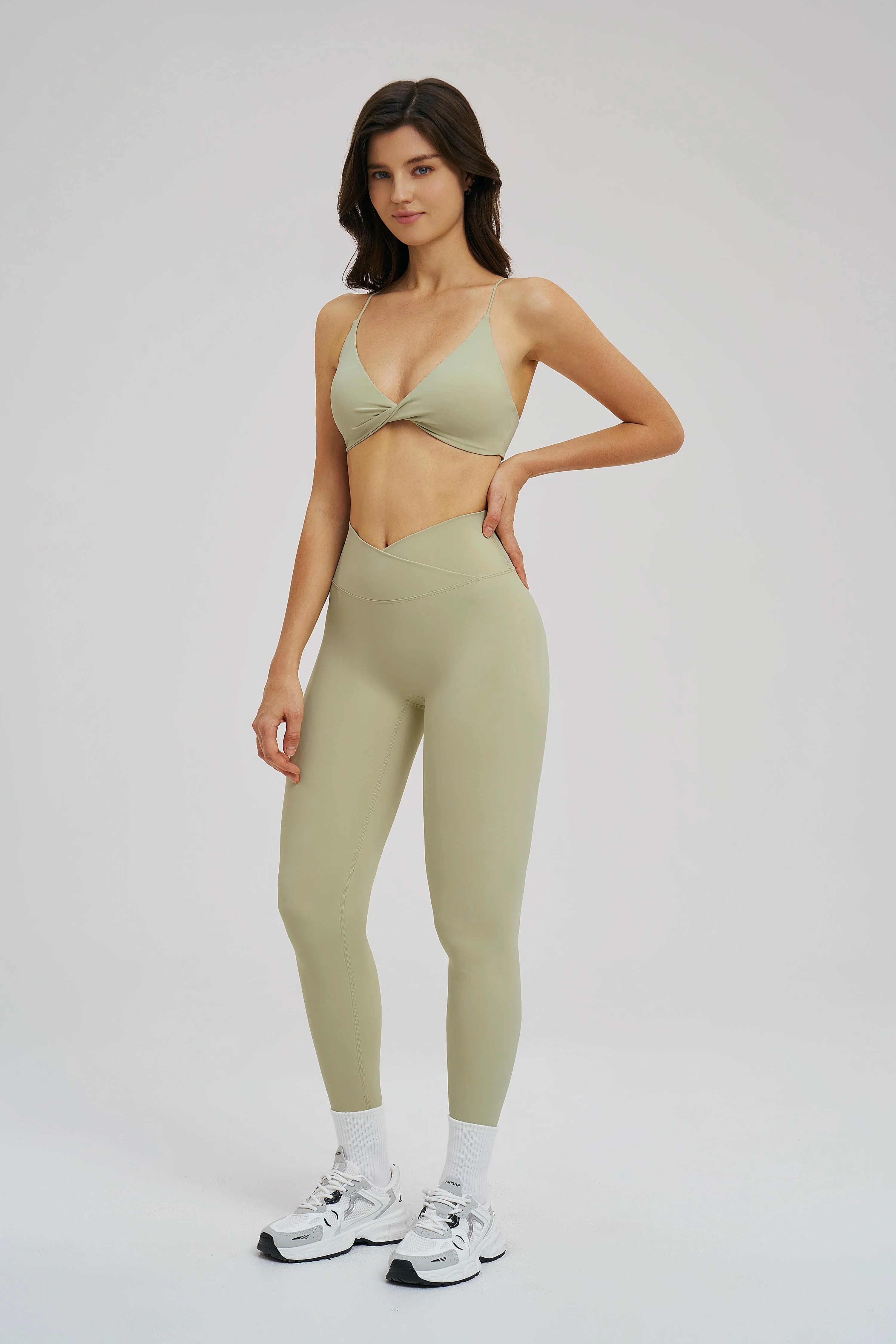 Cross-Waist Brushed Yoga Leggings
