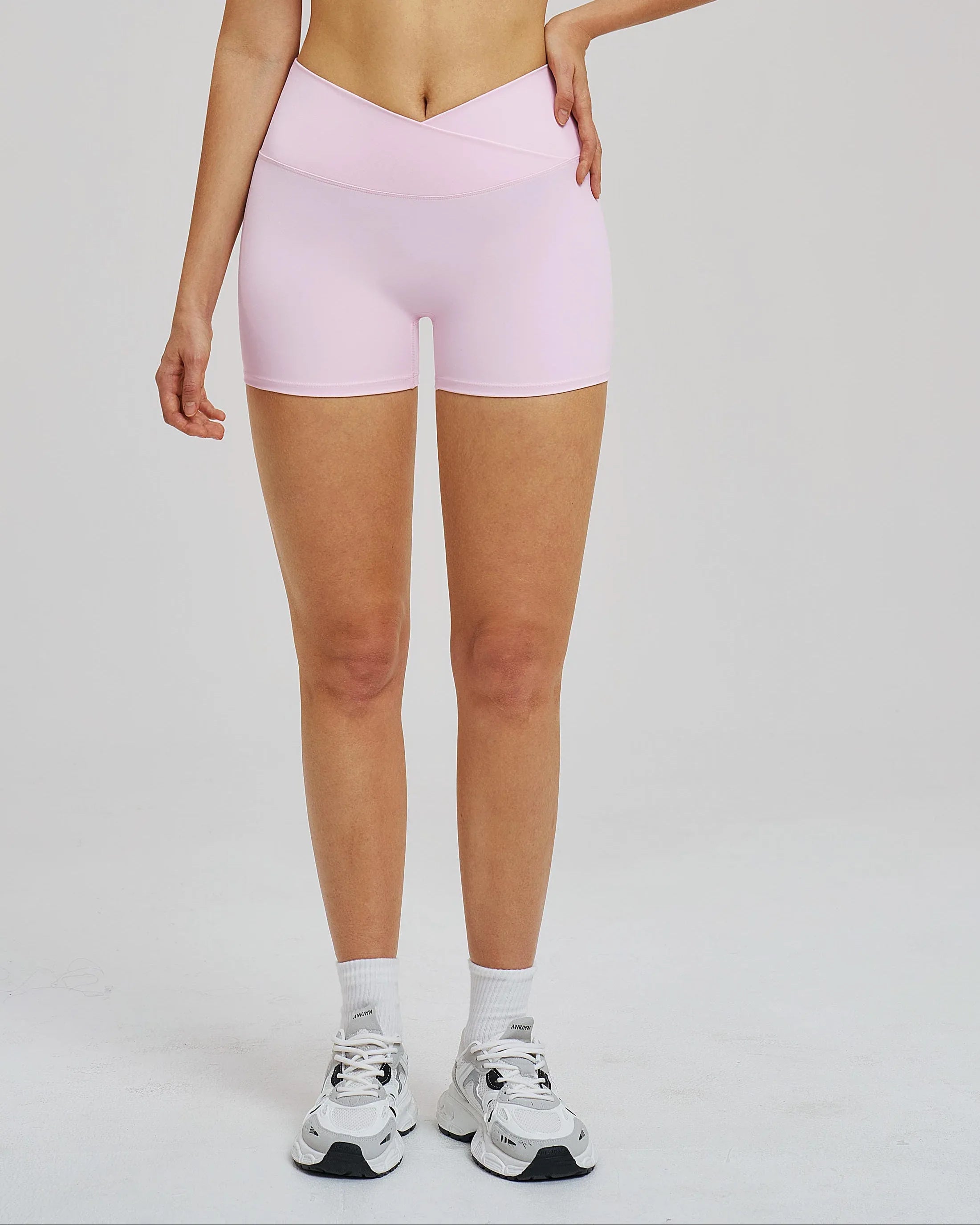 Cross-Waist Brushed Yoga Shorts