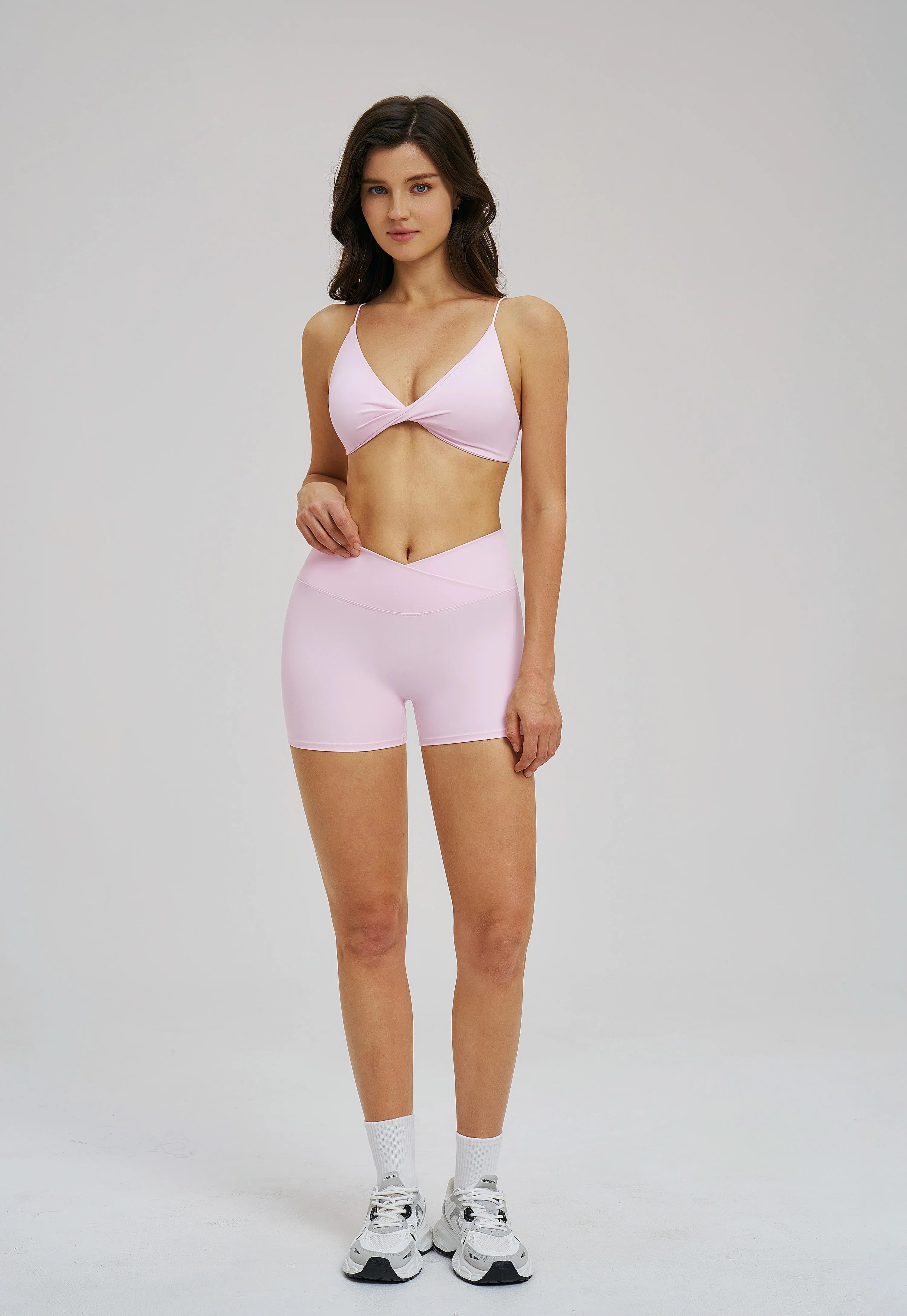 Cross-Waist Brushed Yoga Shorts