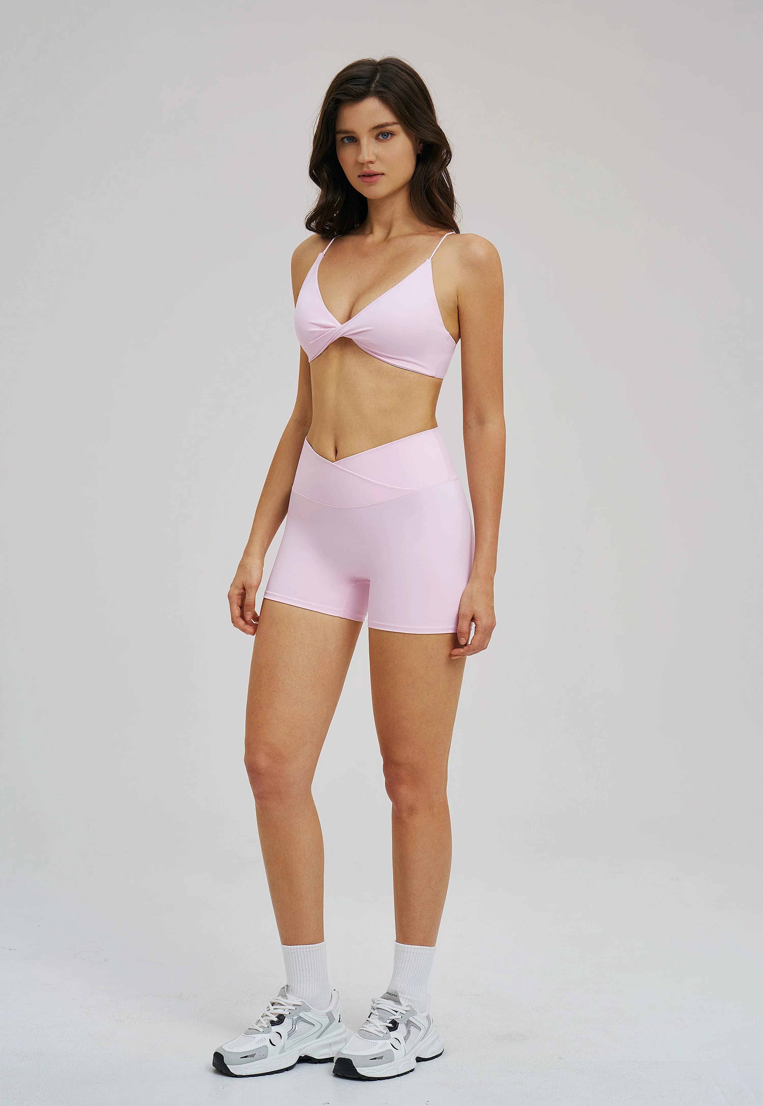 Cross-Waist Brushed Yoga Shorts