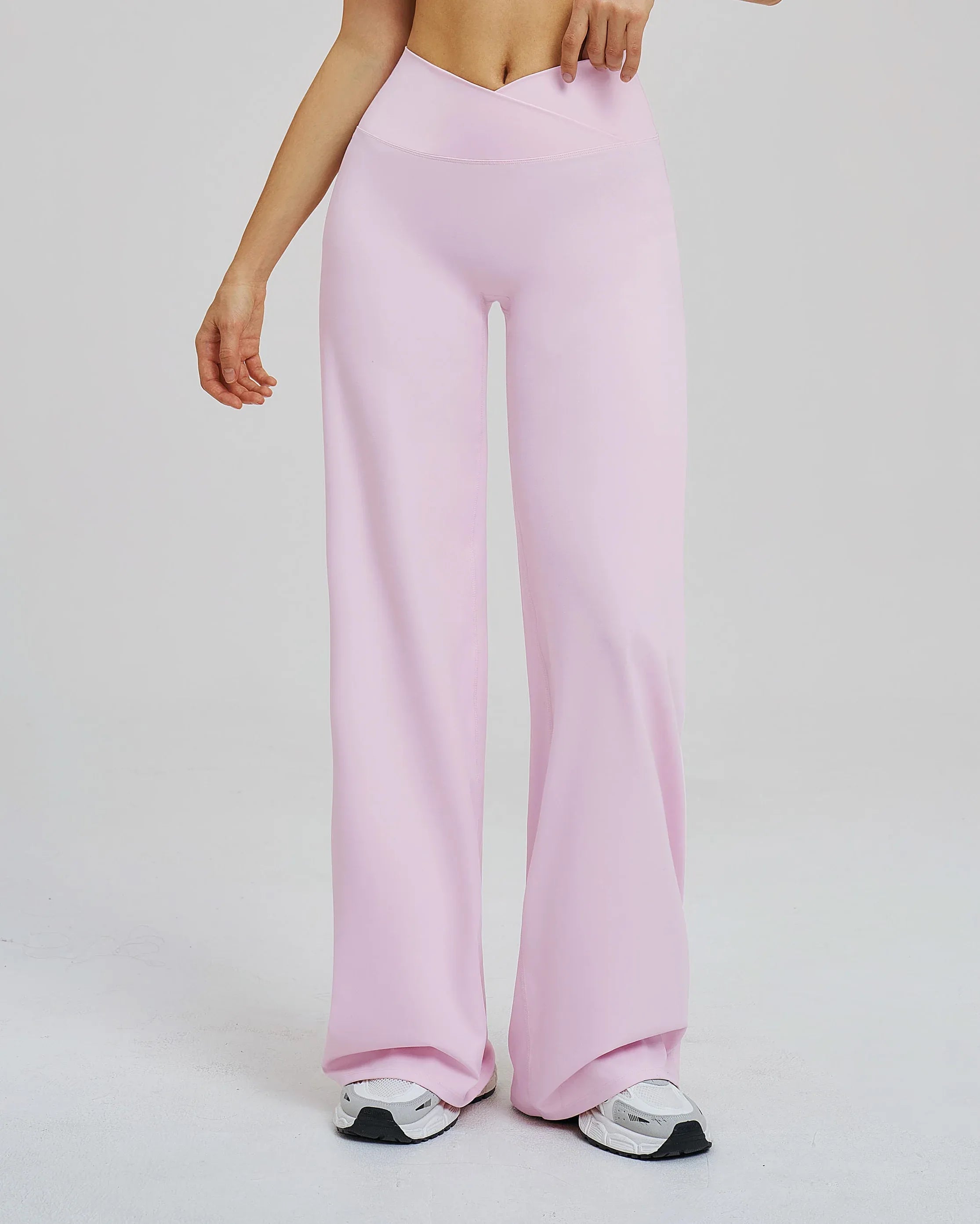 Cross-Waist Wide-Leg Sweatpants