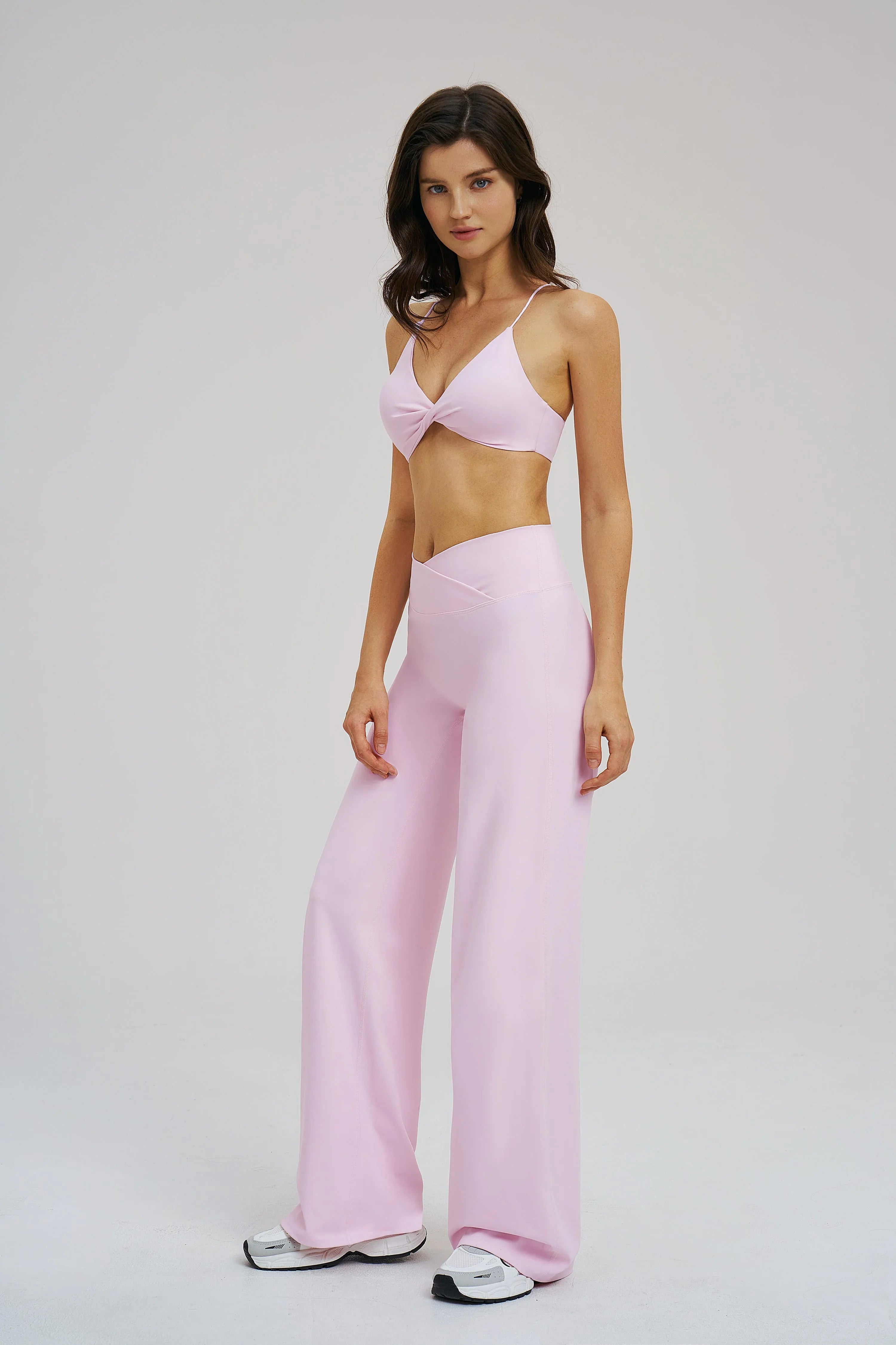 Cross-Waist Wide-Leg Sweatpants