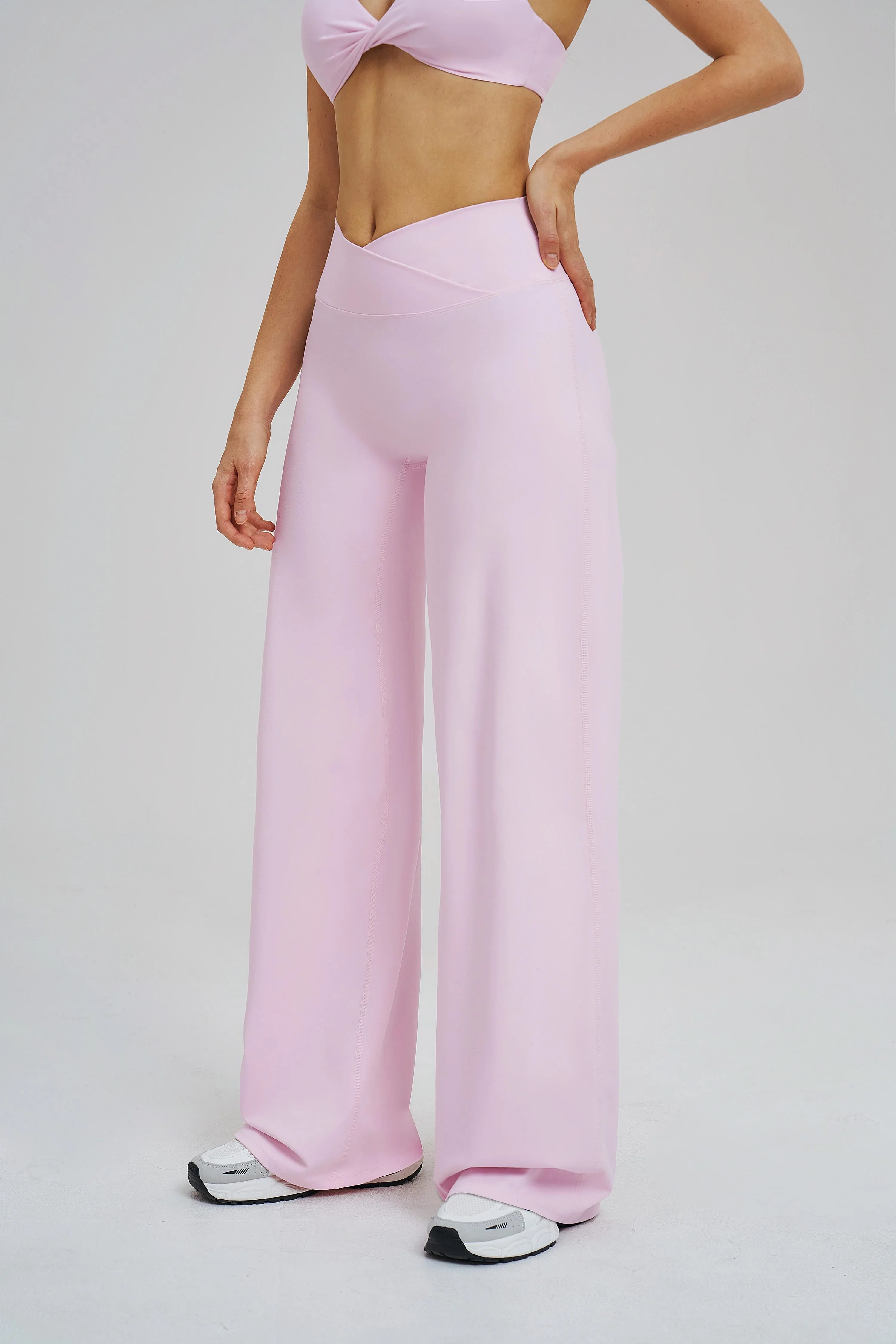 Cross-Waist Wide-Leg Sweatpants